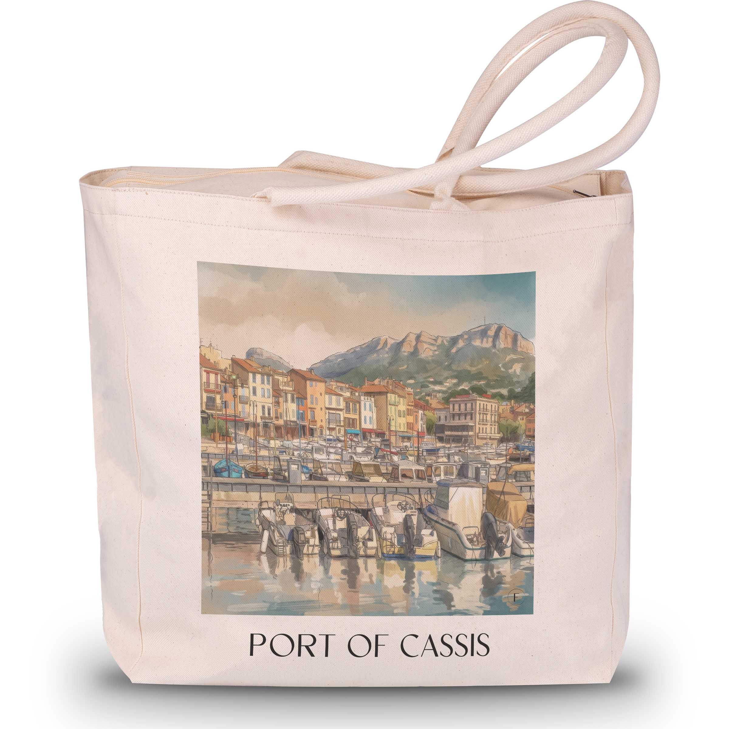 Port de Cassis Shopping Tasche - Provence - Frankreich Tote Bag - Einkaufstasche im Aquarell Stil