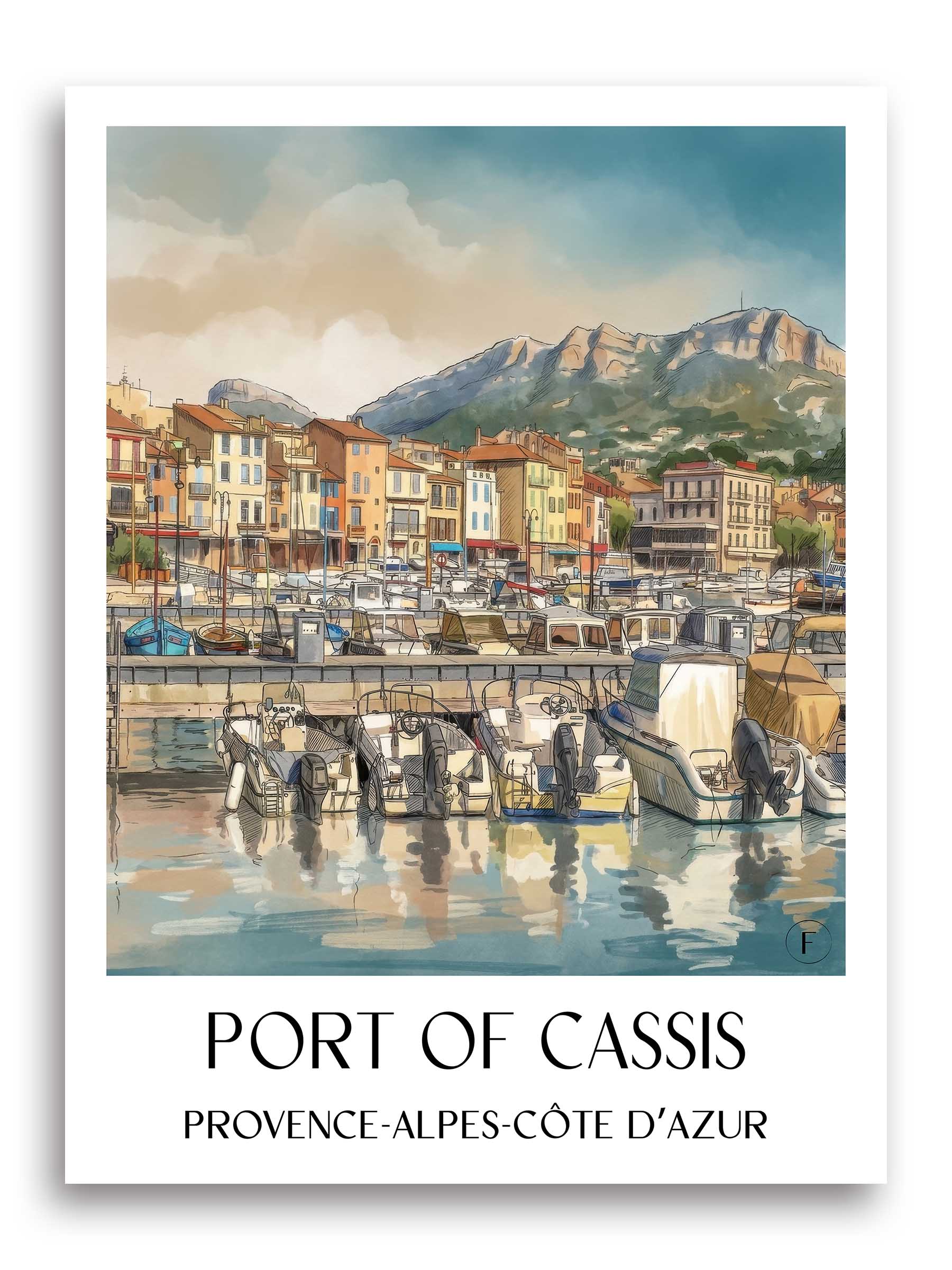 Port de Cassis Poster - Provence - Frankreich Kunstdruck - Aquarell von A4 bis A1