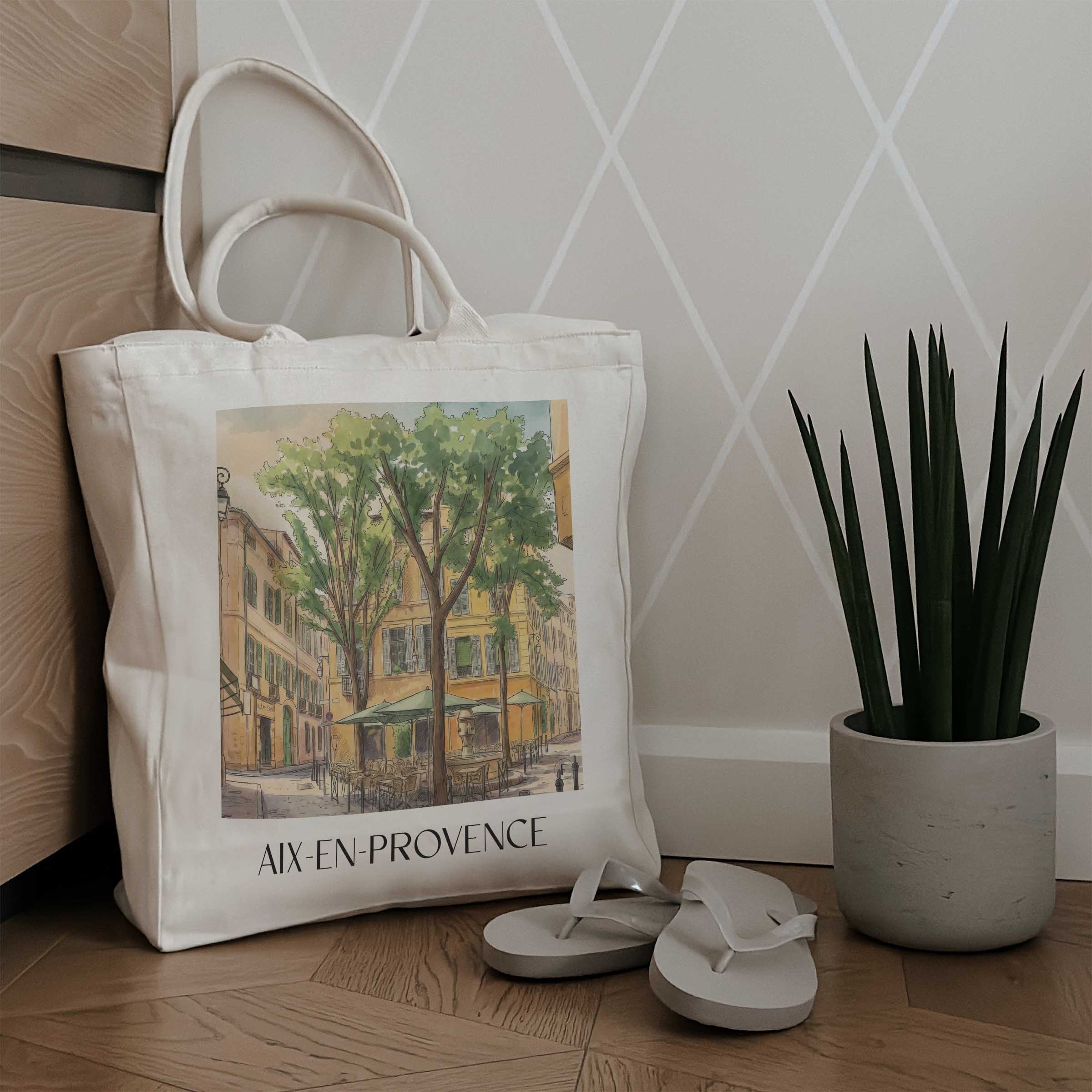 aix-en-provence-provence-frankreich-einkaufstasche-aquarell