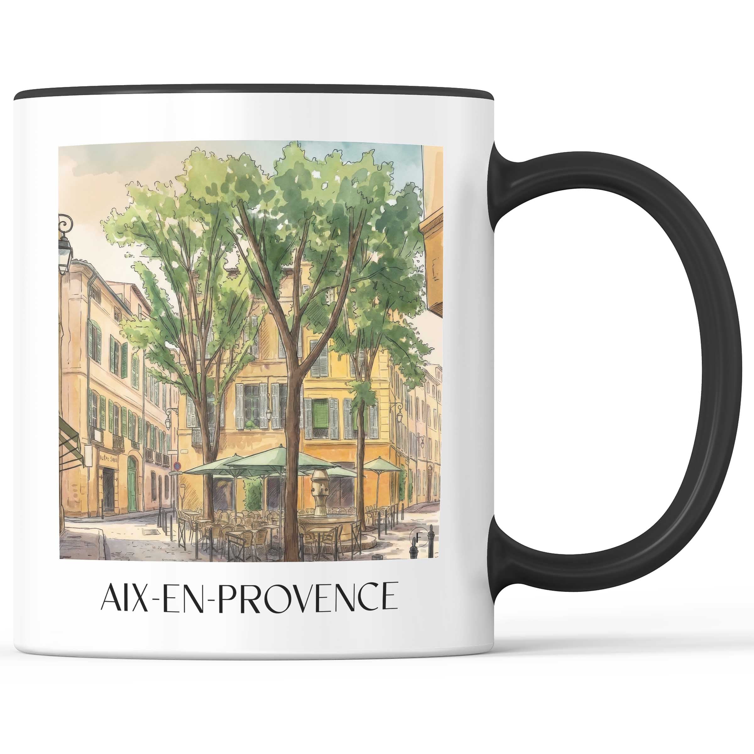 Aix-en-Provence Kaffeebecher - Provence - Frankreich Becher - Kaffeetasse im Aquarell Stil