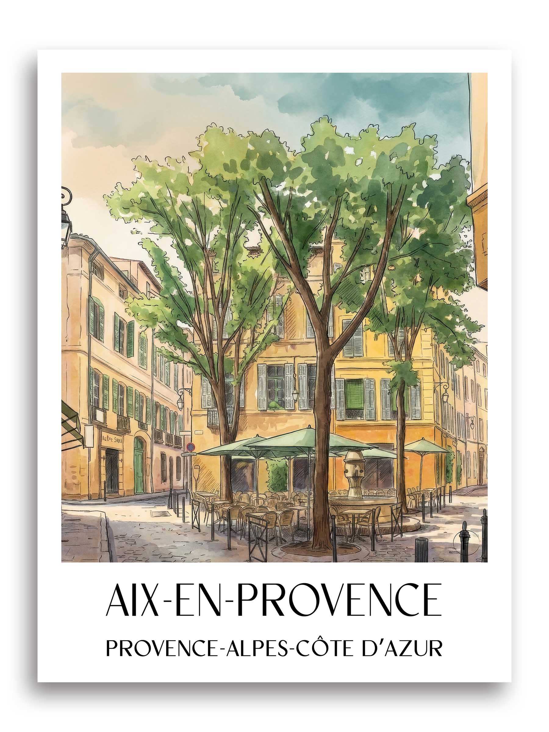 Aix-en-Provence Poster - Provence - Frankreich Kunstdruck - Aquarell von A4 bis A1