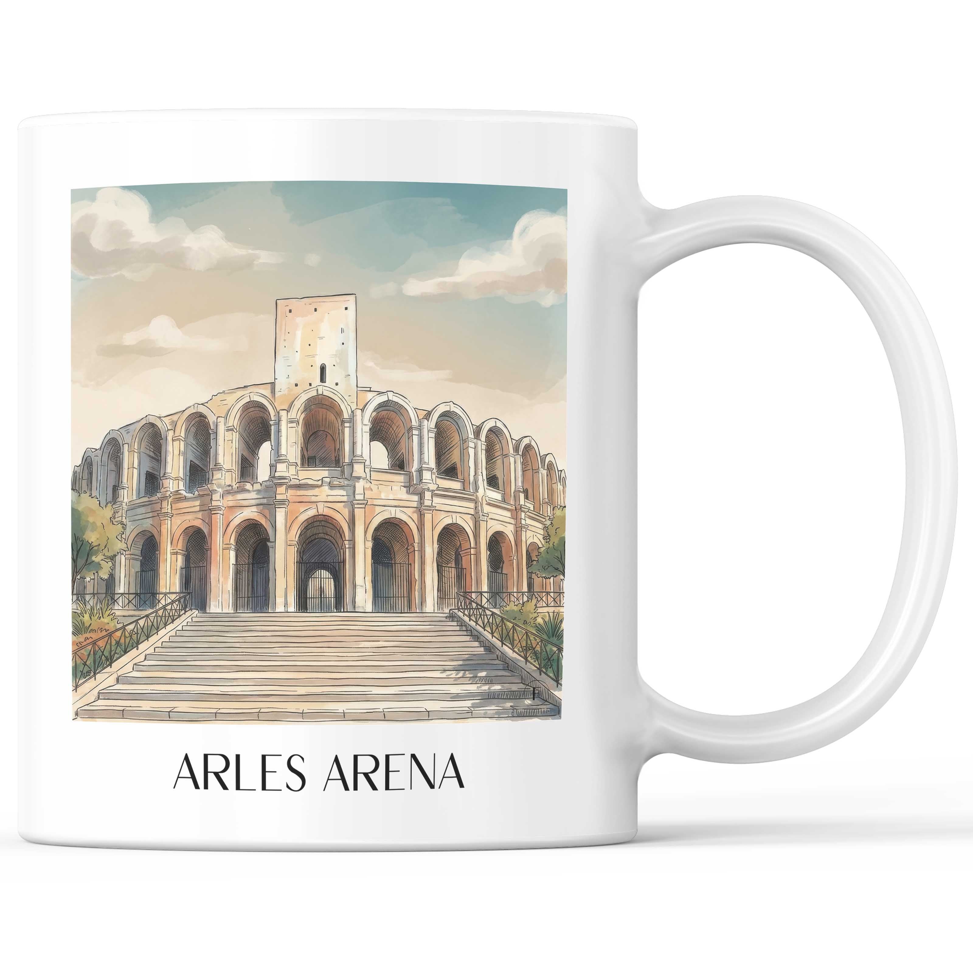 Arènes d´Arles Kaffeebecher - Provence - Frankreich Becher - Kaffeetasse im Aquarell Stil