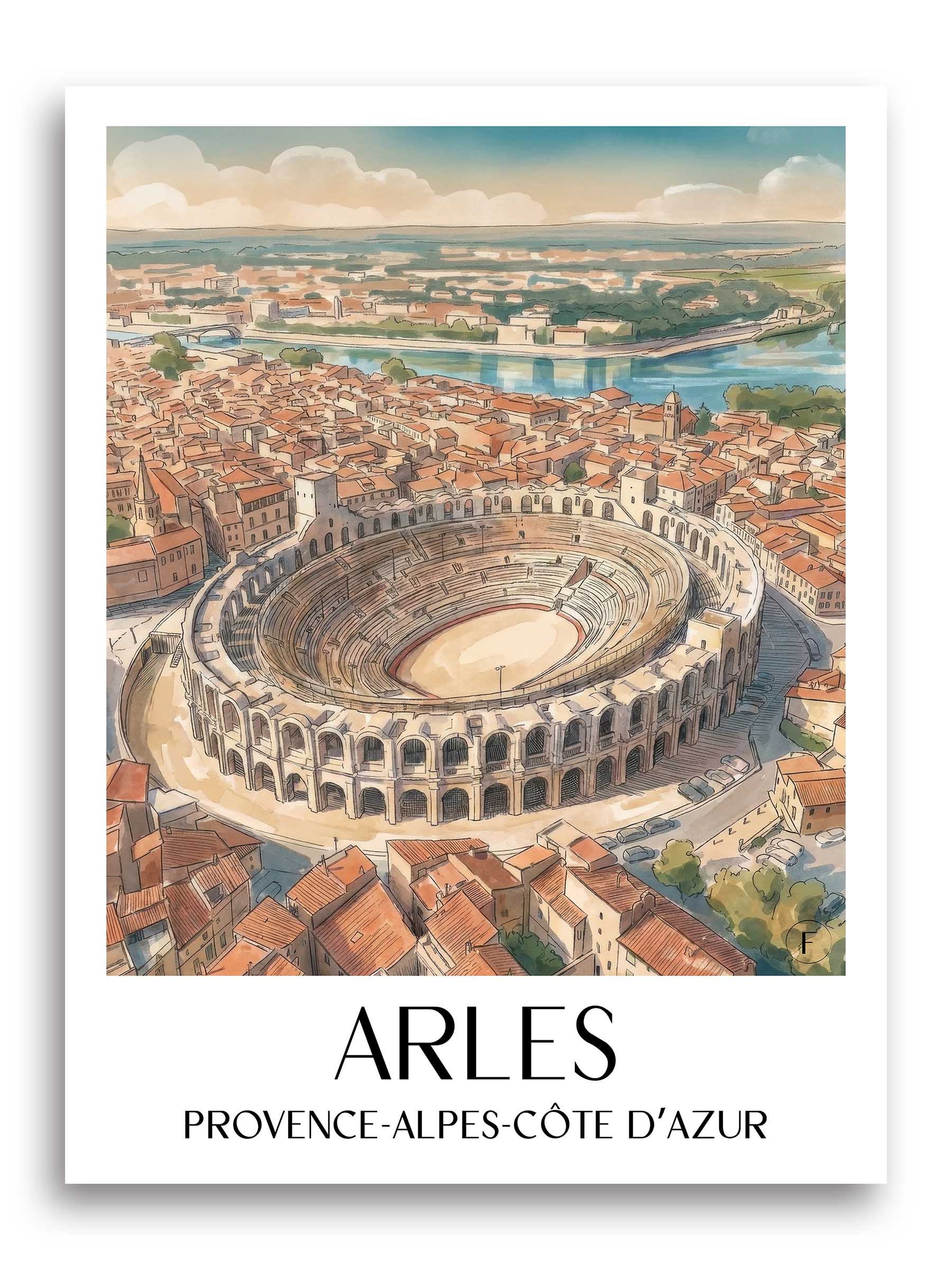 Arles Poster - Provence - Frankreich Kunstdruck - Aquarell von A4 bis A1