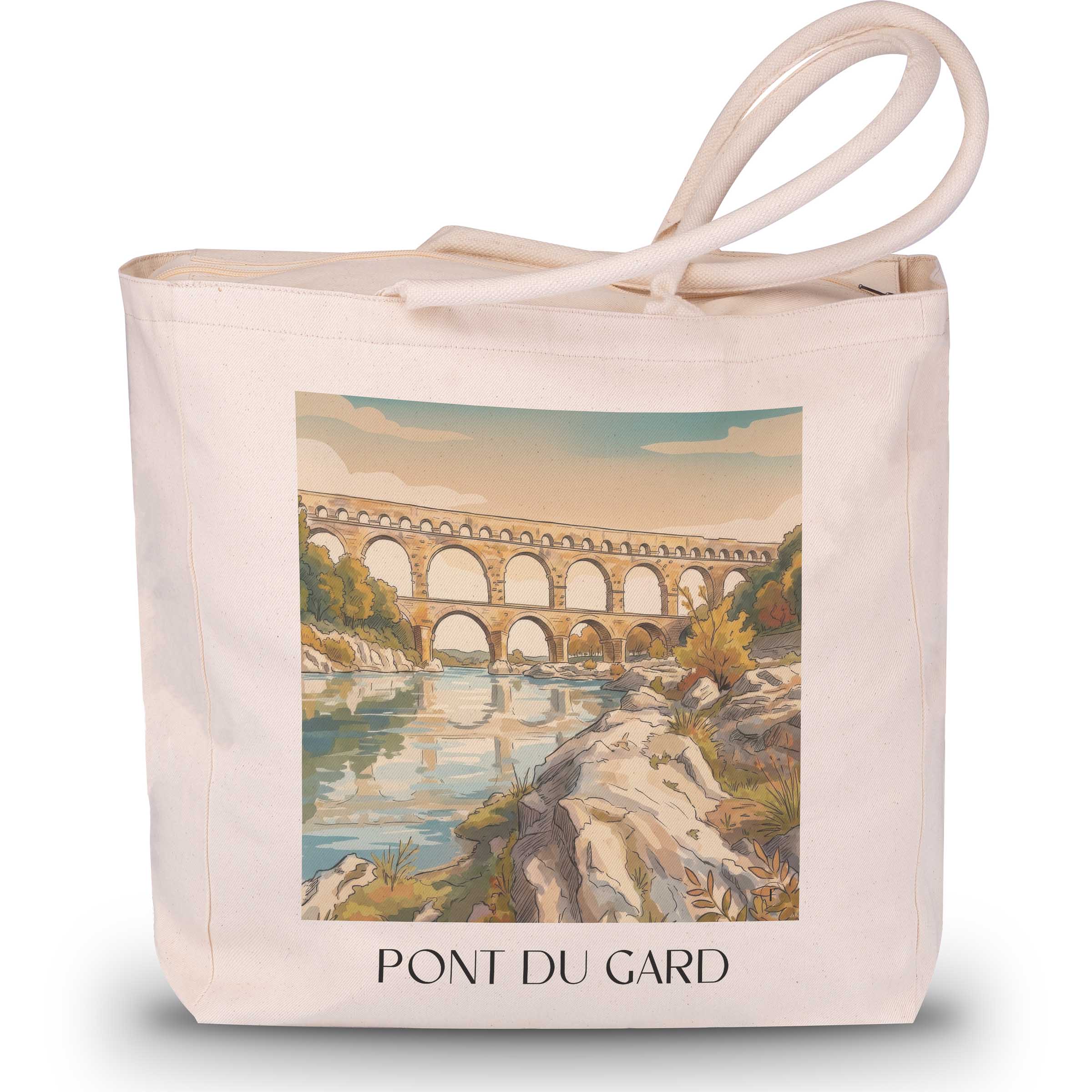 Pont du Gard Shopping Tasche - Provence - Frankreich Tote Bag - Einkaufstasche im Aquarell Stil