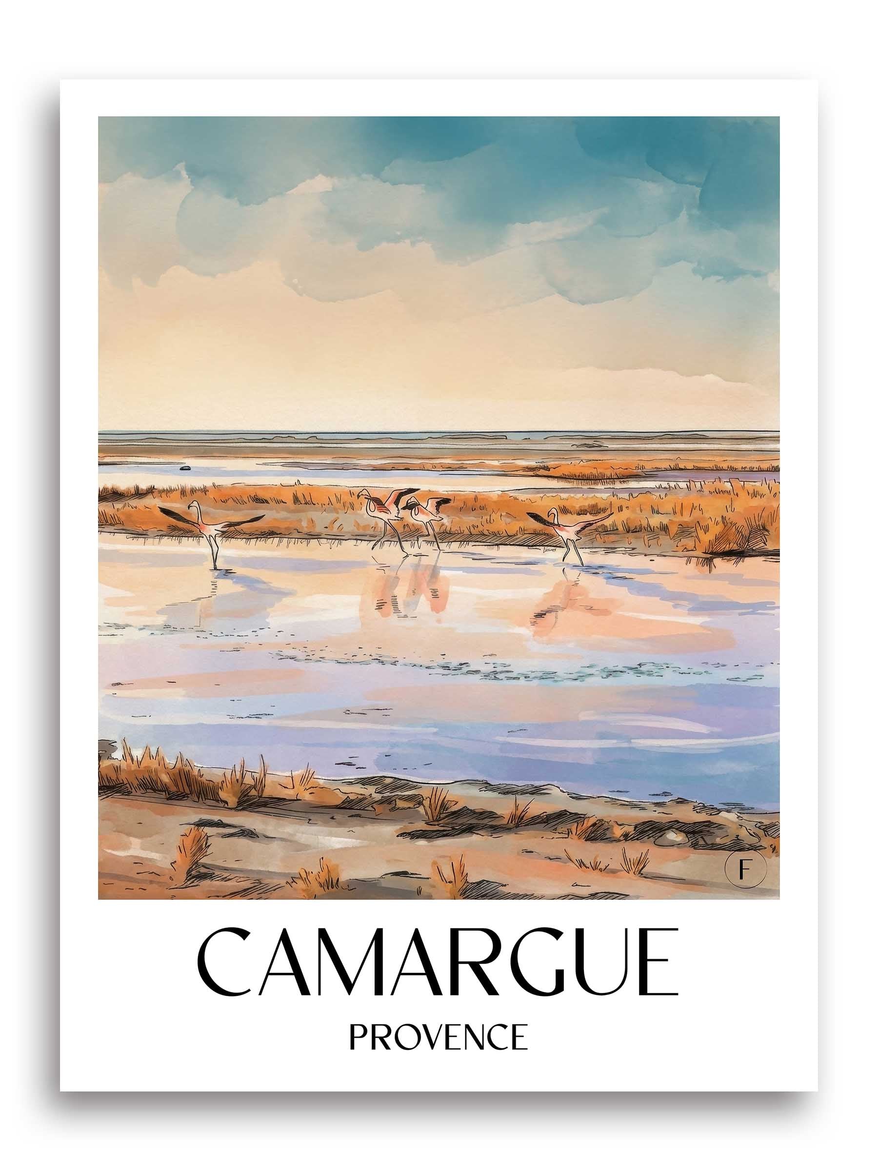 camargue-provence-frankreich-poster-aquarell