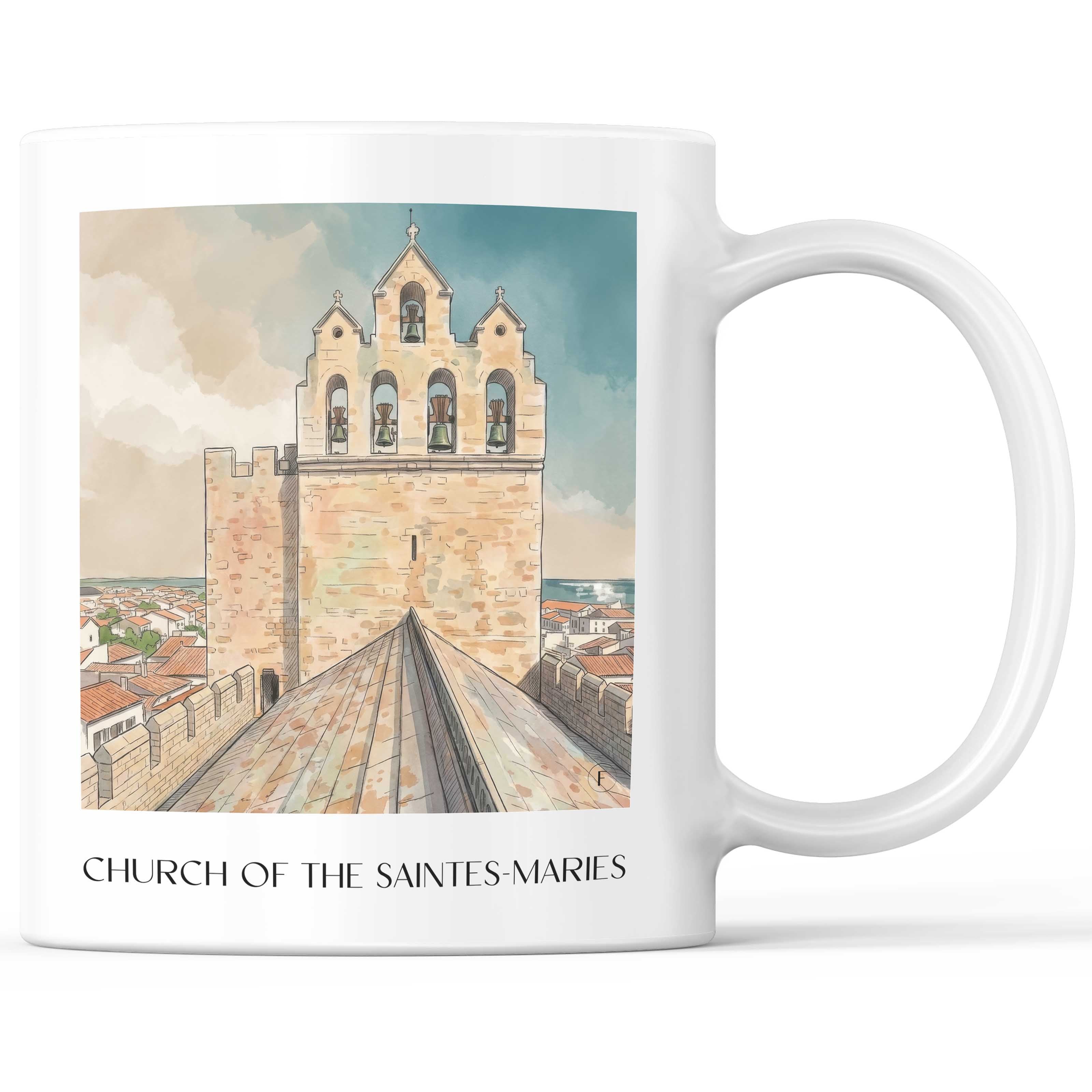 Église des Saintes-Maries Kaffeebecher - Saintes-Maries-de-la-Mer - Frankreich Becher - Kaffeetasse im Aquarell Stil