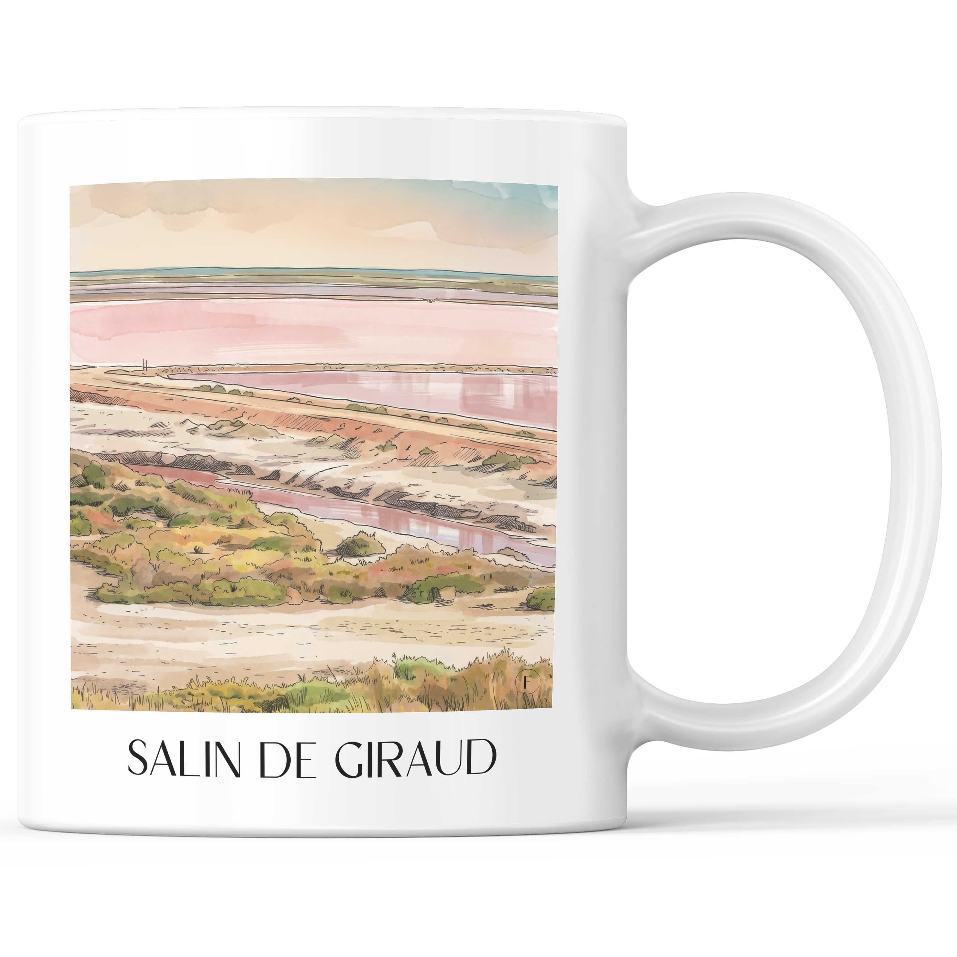 Salin de Giraud Kaffeebecher - Camargue - Frankreich Becher - Kaffeetasse im Aquarell Stil