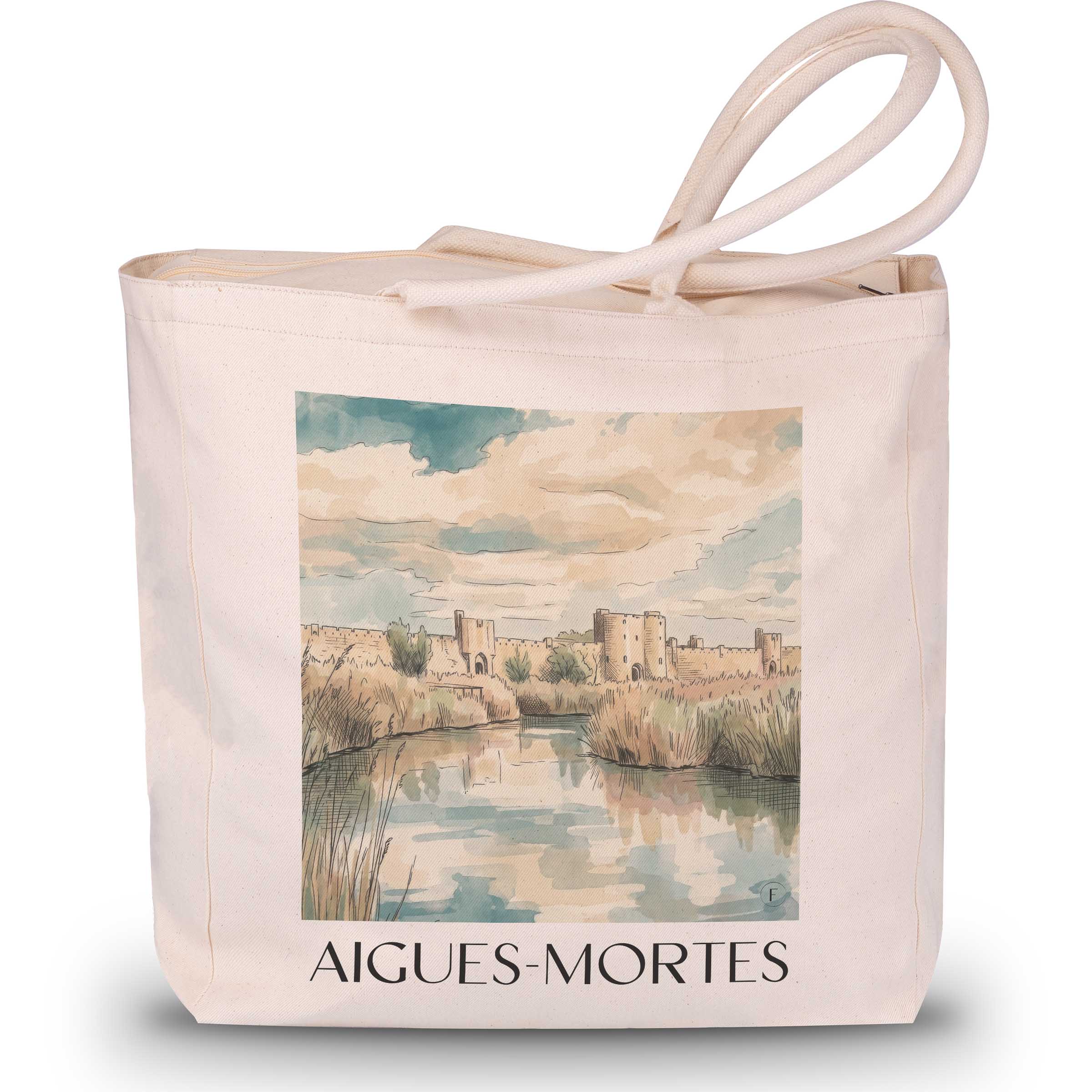aigues-mortes-camargue-frankreich-einkaufstasche-aquarell