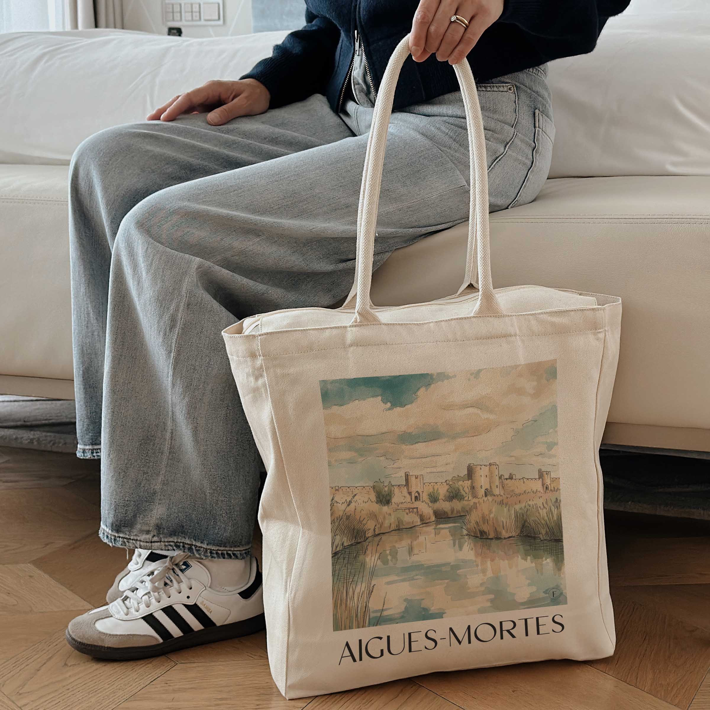 aigues-mortes-camargue-frankreich-einkaufstasche-aquarell