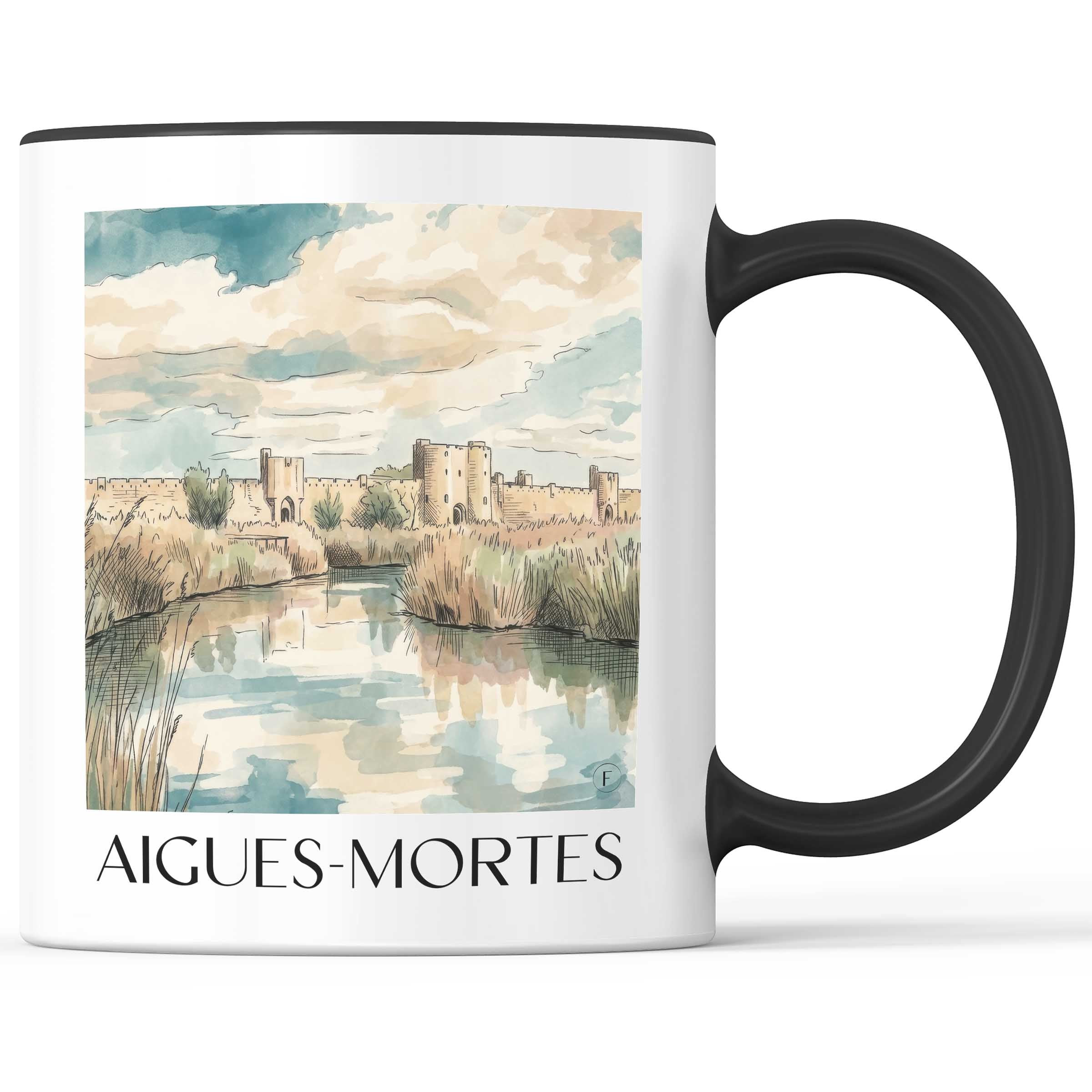 Aigues-Mortes Kaffeebecher - Camargue - Frankreich Becher - Kaffeetasse im Aquarell Stil