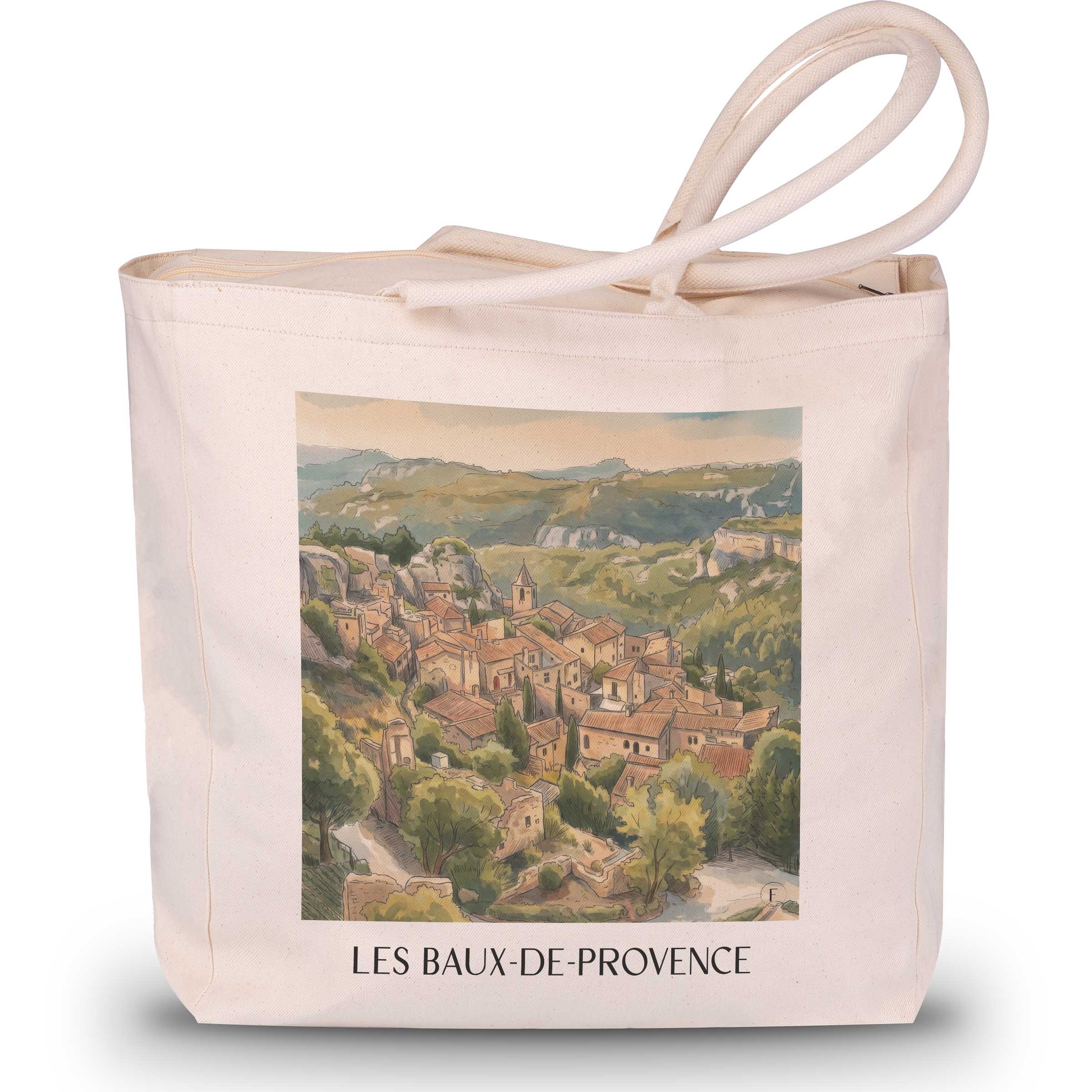 Les Baux-de-Provence Shopping Tasche - Alpilles - Frankreich Tote Bag - Einkaufstasche im Aquarell Stil