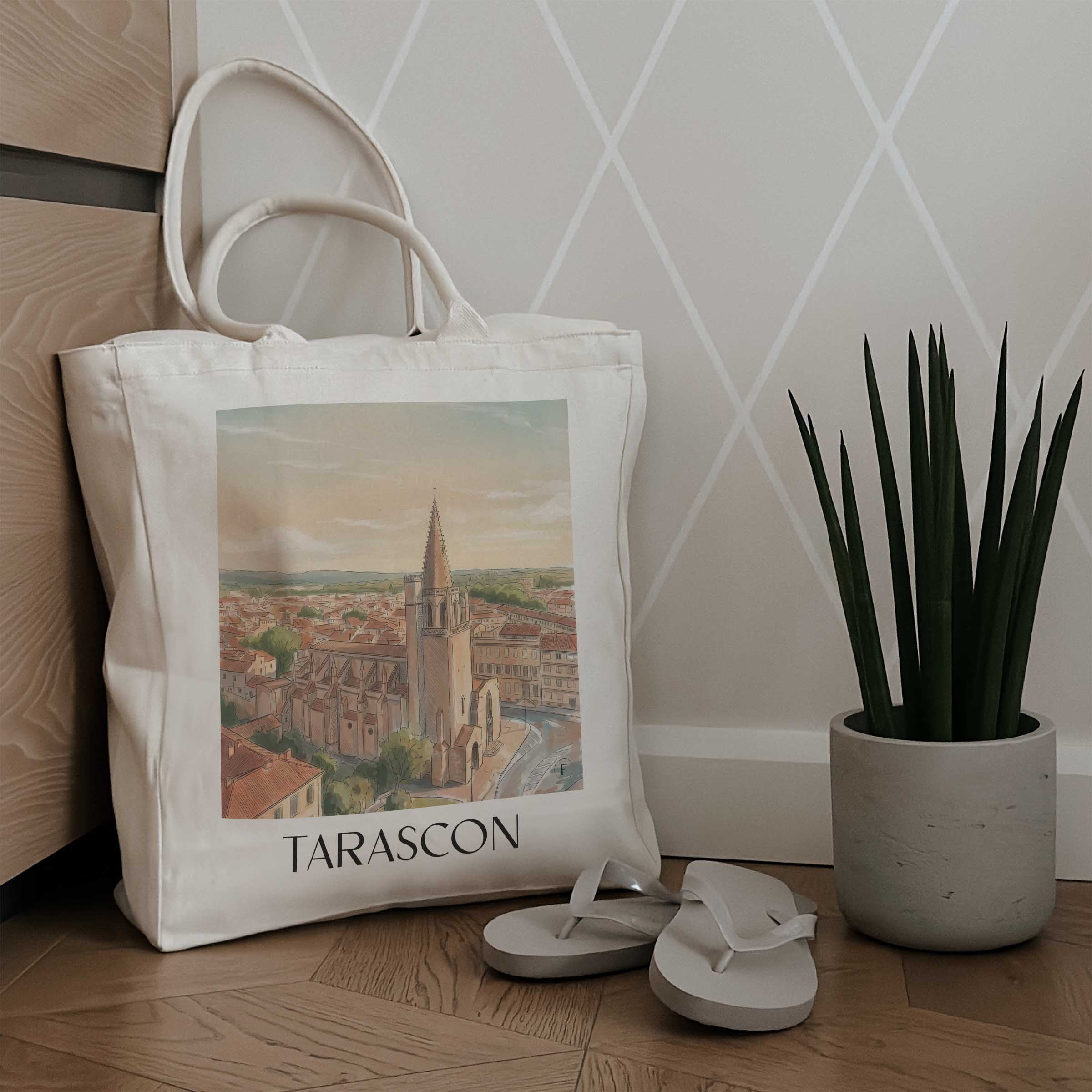 tarascon-provence-frankreich-einkaufstasche-aquarell