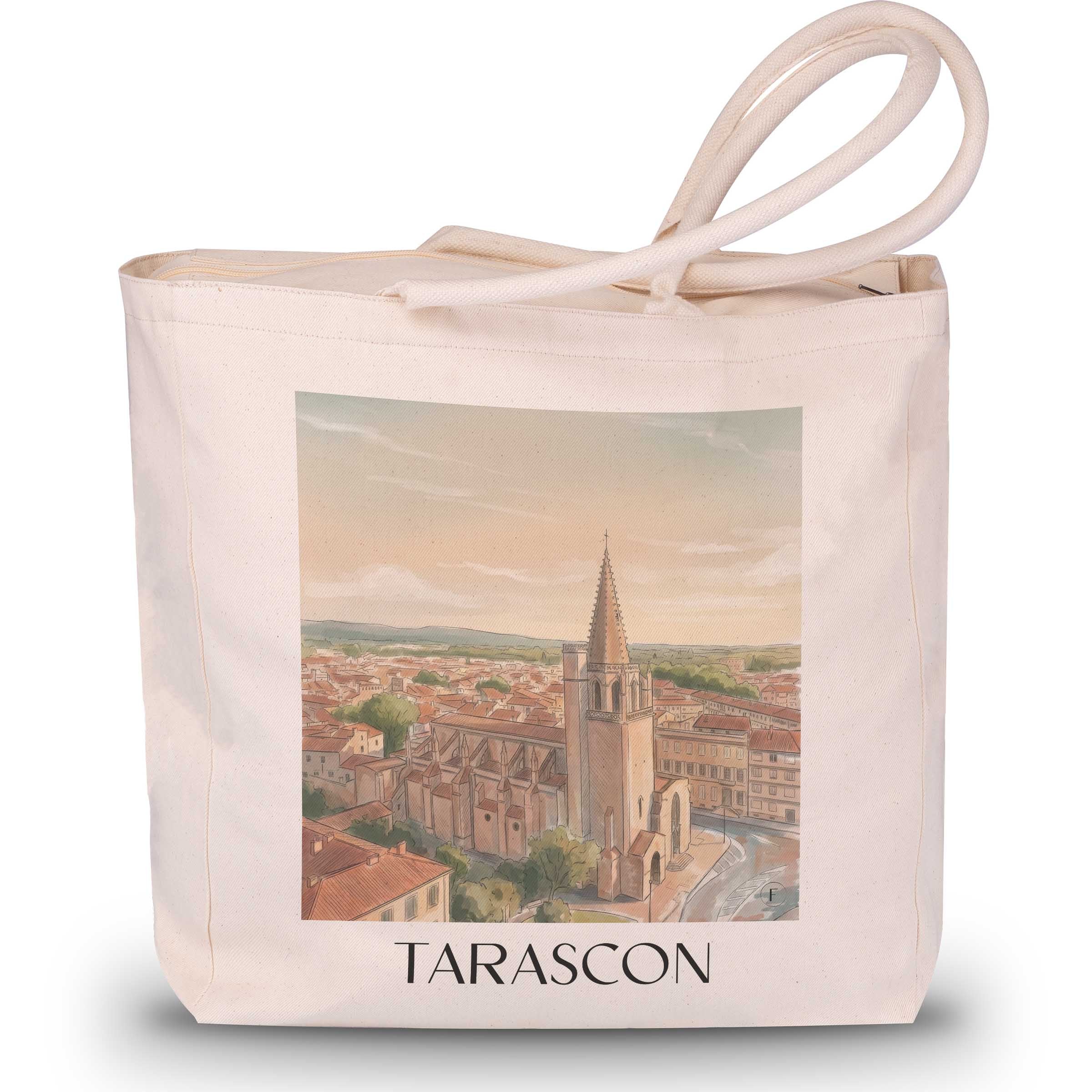 Tarascon Shopping Tasche - Provence - Frankreich Tote Bag - Einkaufstasche im Aquarell Stil