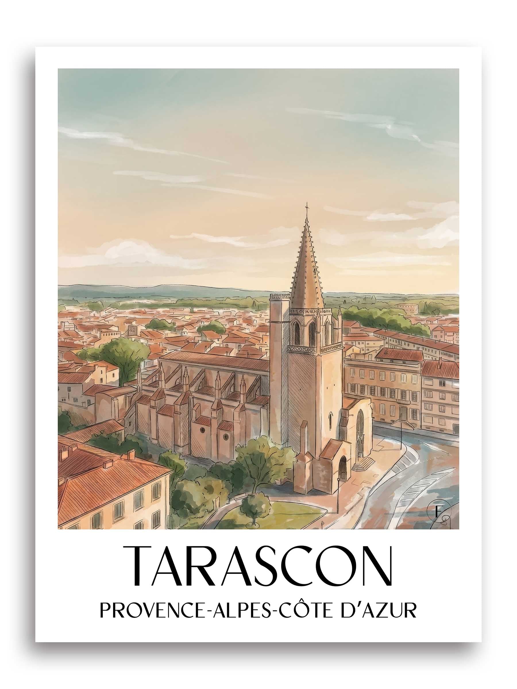 Tarascon Poster - Provence - Frankreich Kunstdruck - Aquarell von A4 bis A1