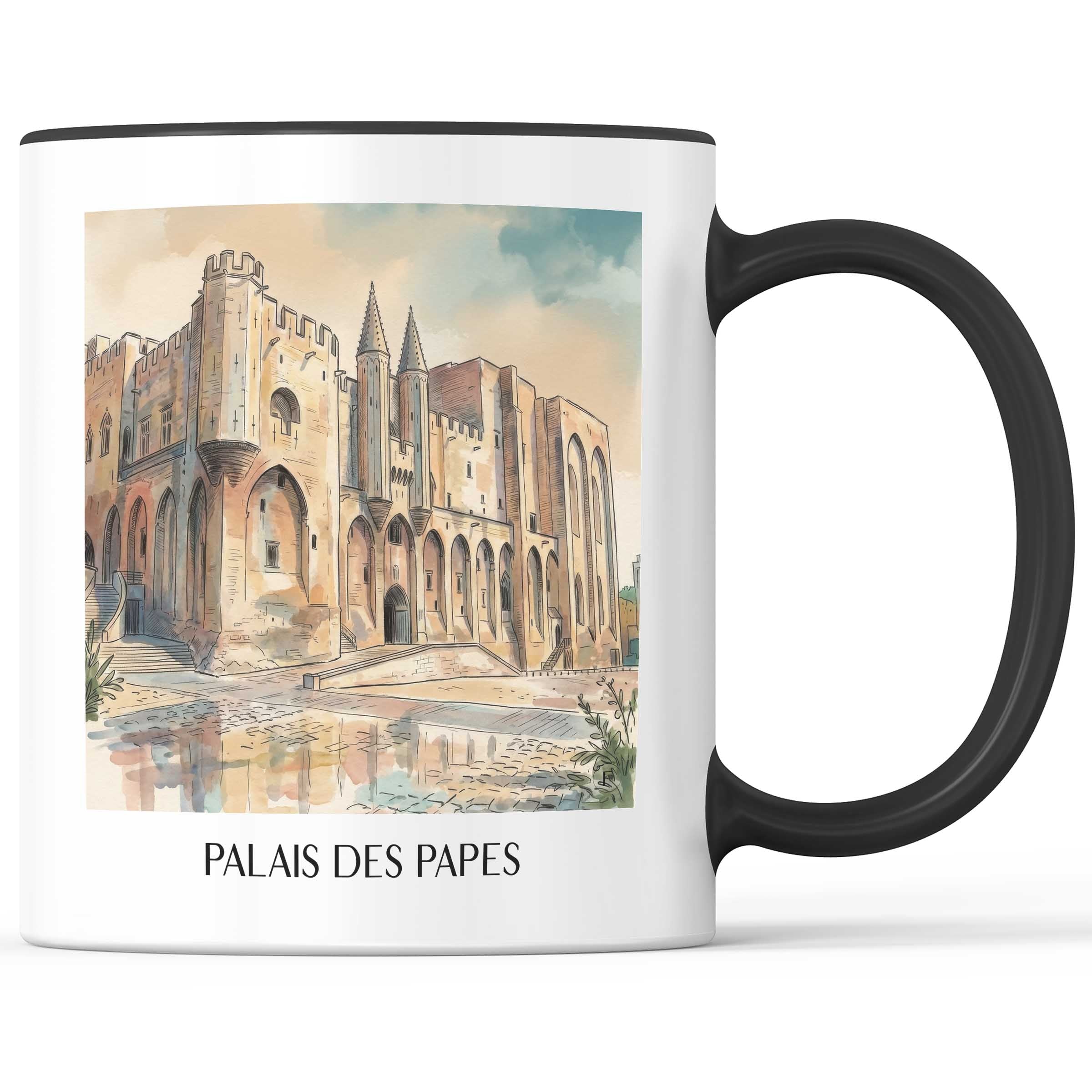 palais-des-papes-avignon-frankreich-kaffeebecher-aquarell