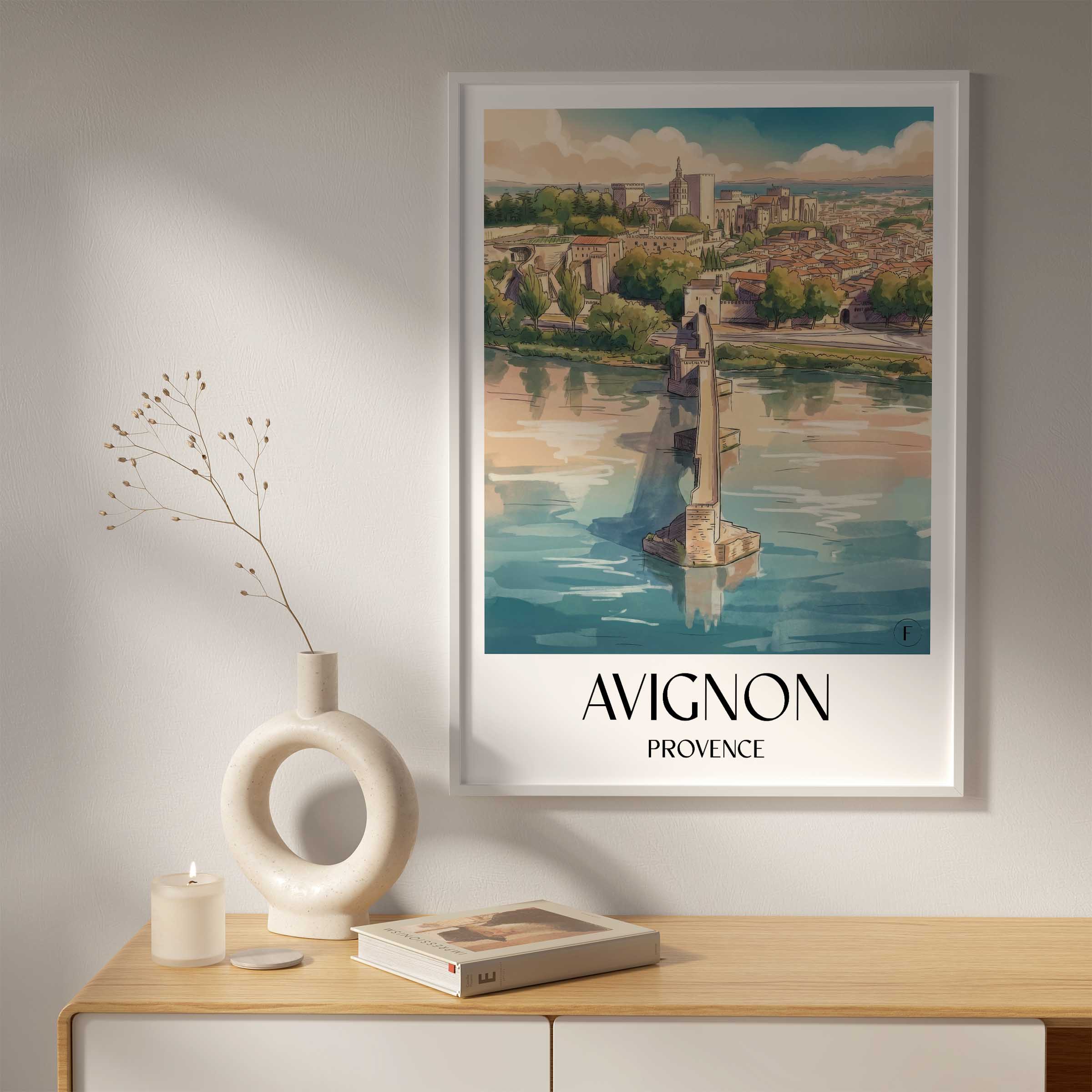 avignon-provence-frankreich-poster-aquarell