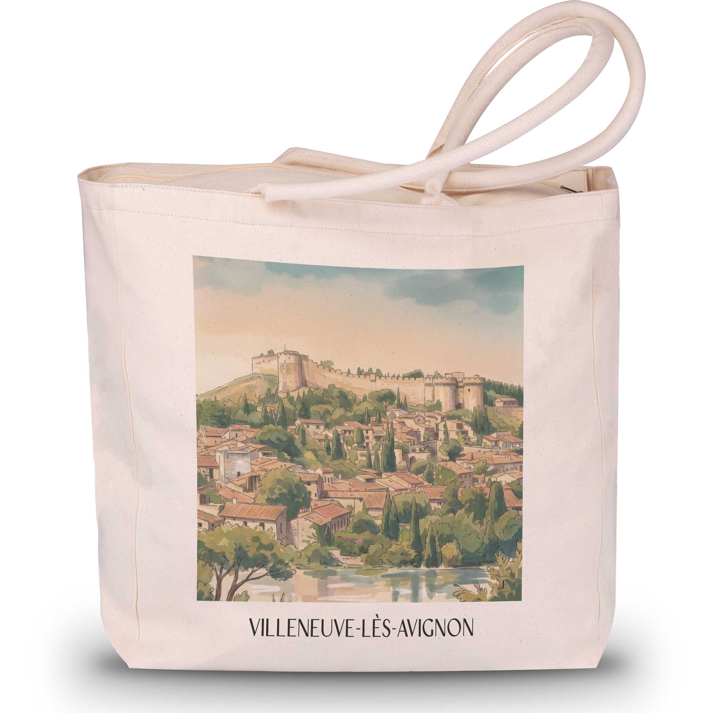 villeneuve-lès-avignon-okzitanien-frankreich-einkaufstasche-aquarell