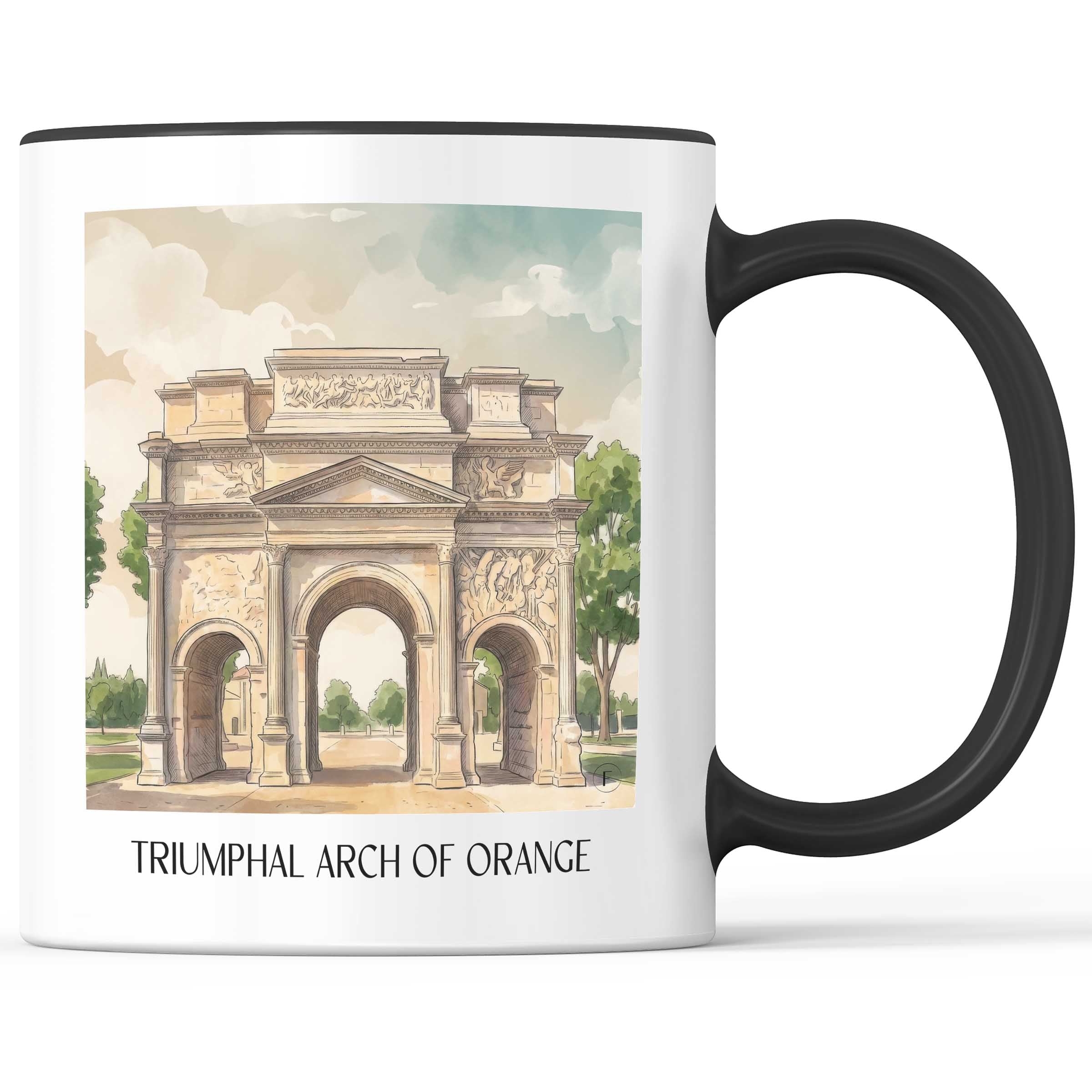 Arc de Triomphe Kaffeebecher - Orange - Frankreich Becher - Kaffeetasse im Aquarell Stil