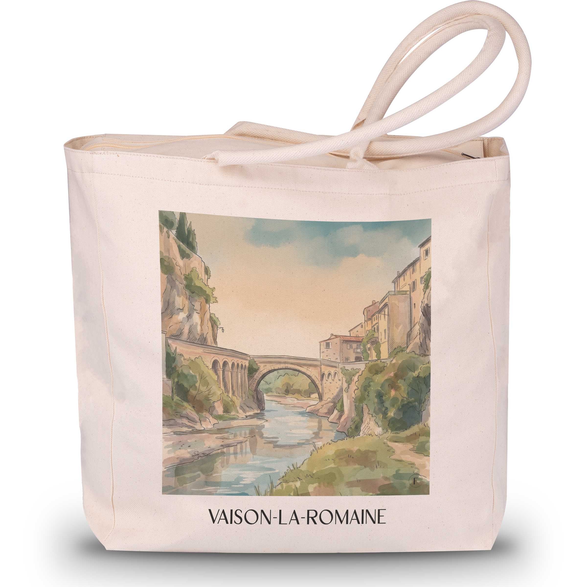 Vaison-la-Romaine Shopping Tasche - Provence - Frankreich Tote Bag - Einkaufstasche im Aquarell Stil