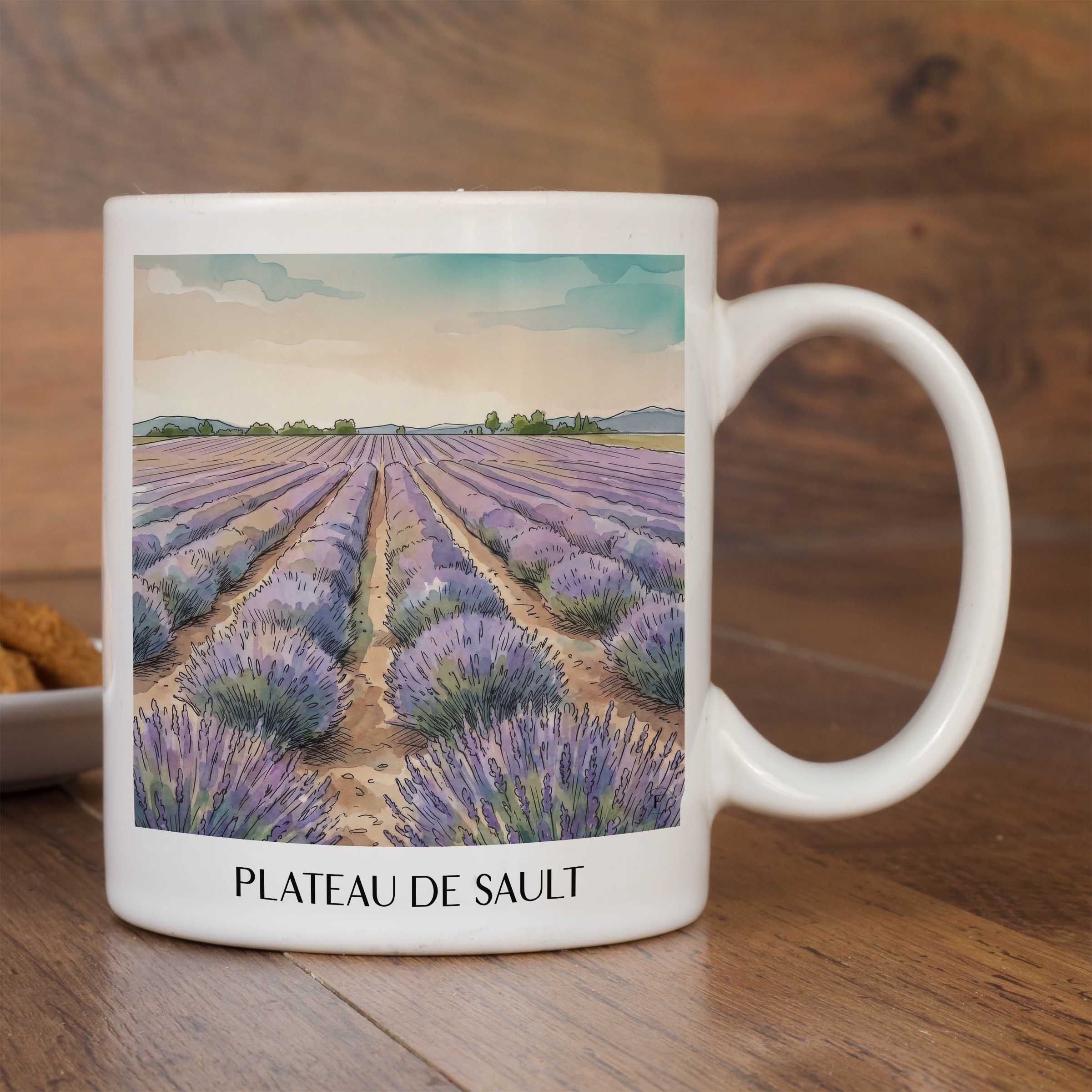 plateau-de-sault-provence-frankreich-kaffeebecher-aquarell