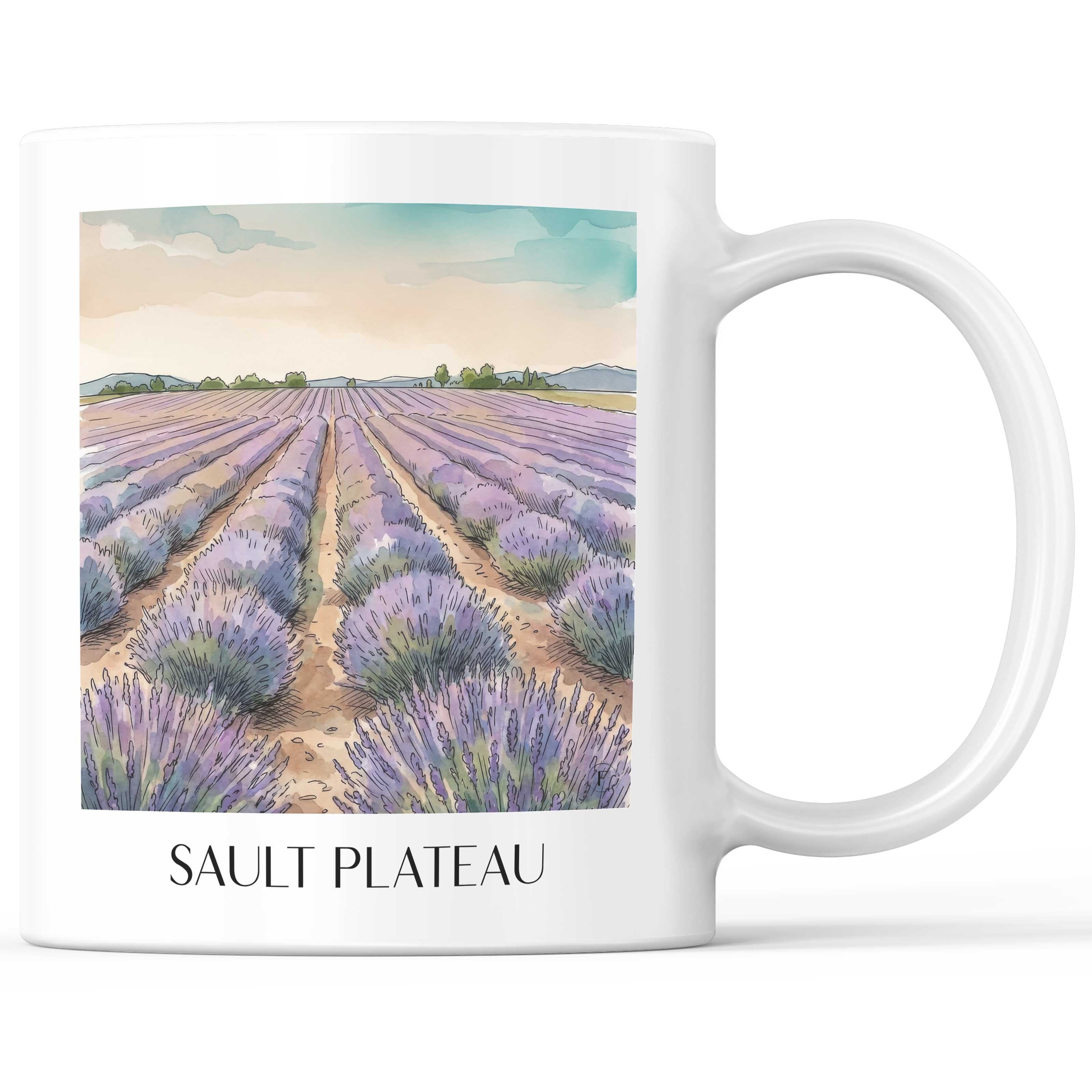Plateau de Sault Kaffeebecher - Provence - Frankreich Becher - Kaffeetasse im Aquarell Stil