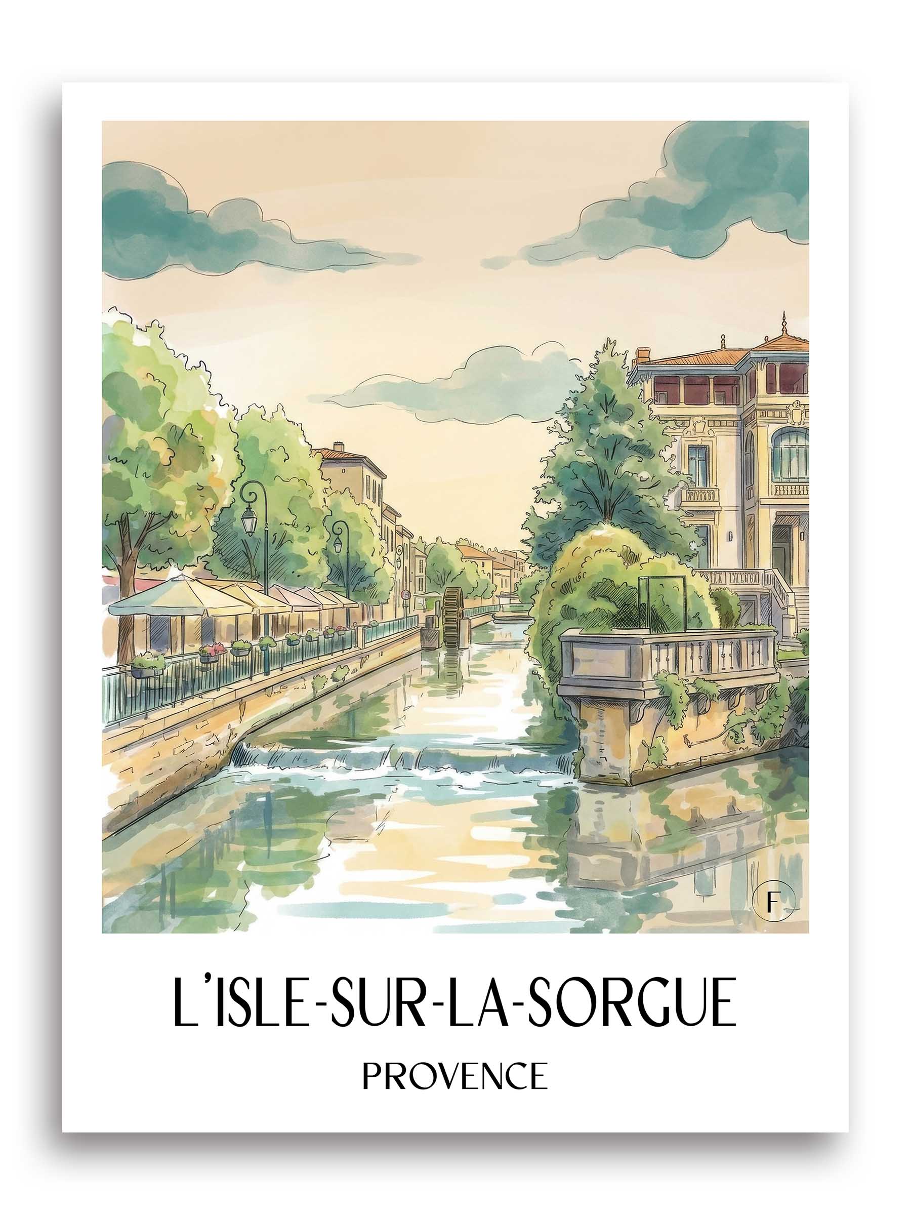 l'isle-sur-la-sorgue-provence-frankreich-poster-aquarell
