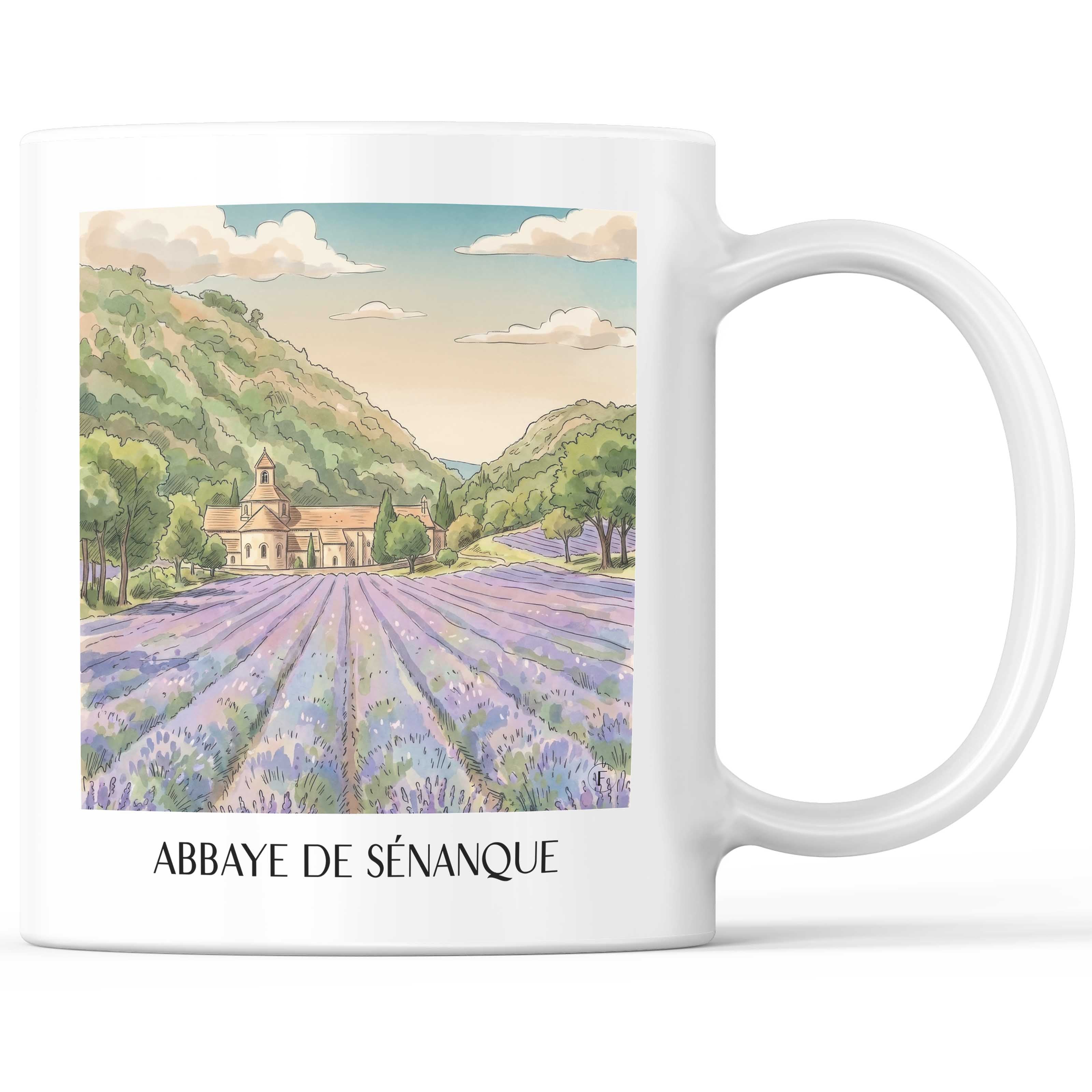 abbaye-de-sénanque-gordes-frankreich-kaffeebecher-aquarell