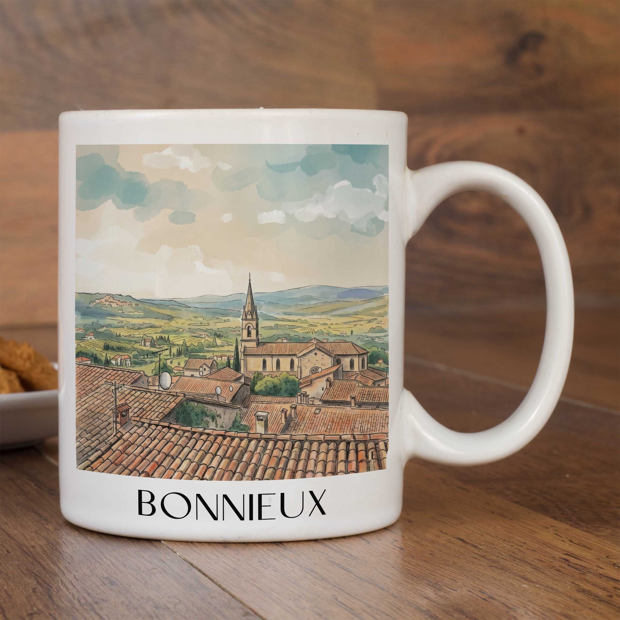 bonnieux-provence-frankreich-kaffeebecher-aquarell