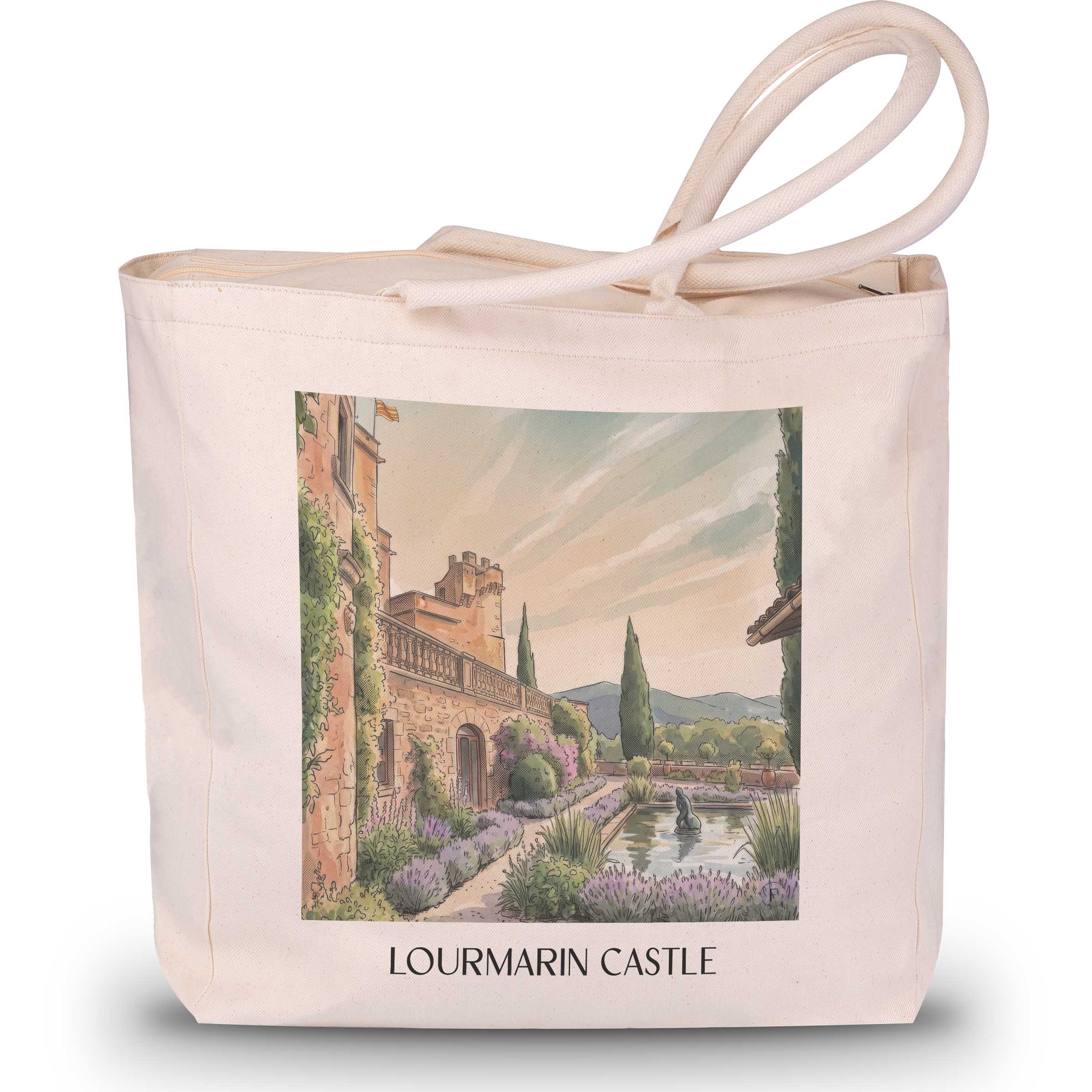 Schloss Lourmarin Shopping Tasche - Provence - Frankreich Tote Bag - Einkaufstasche im Aquarell Stil