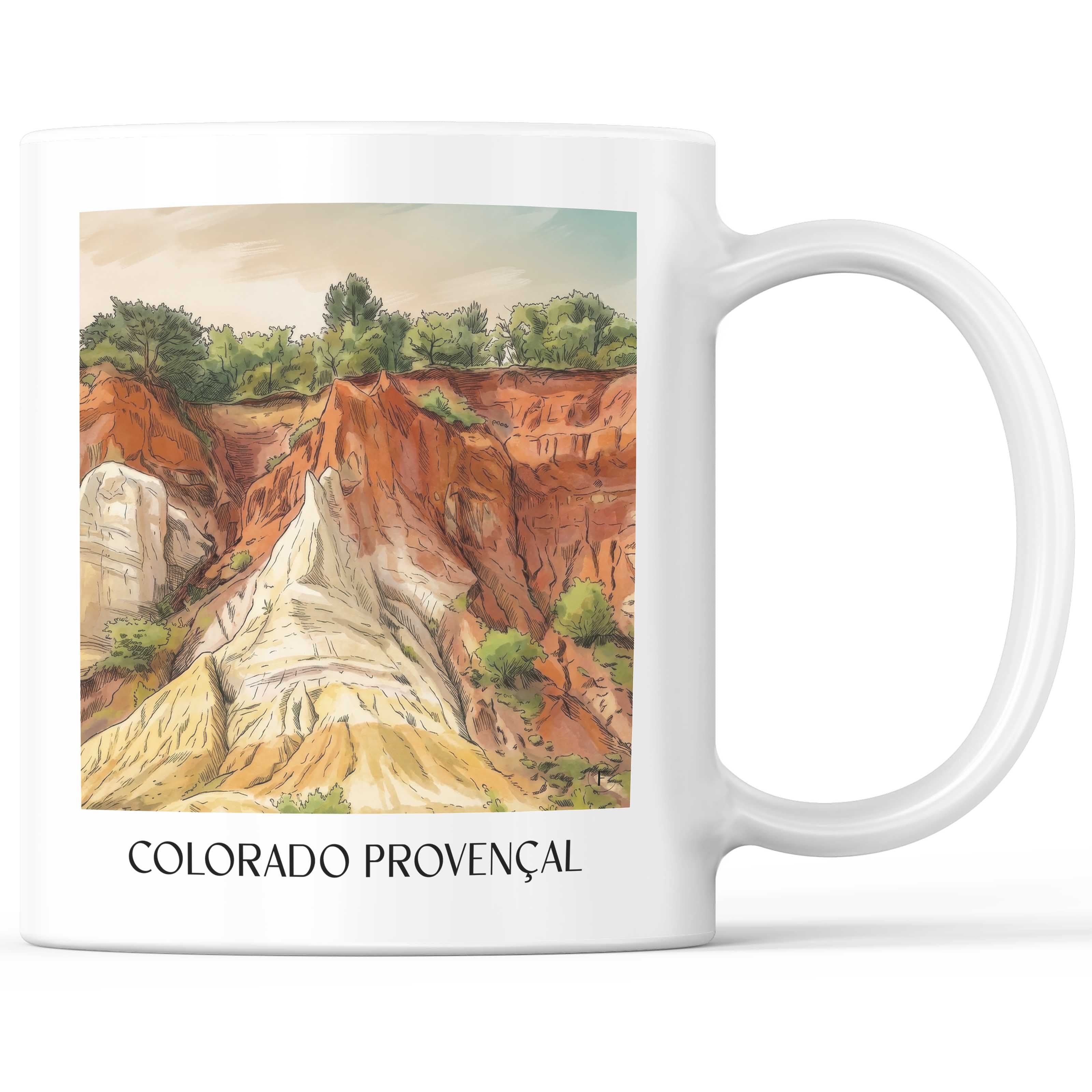 Colorado Provençal Kaffeebecher - Rustrel - Frankreich Becher - Kaffeetasse im Aquarell Stil