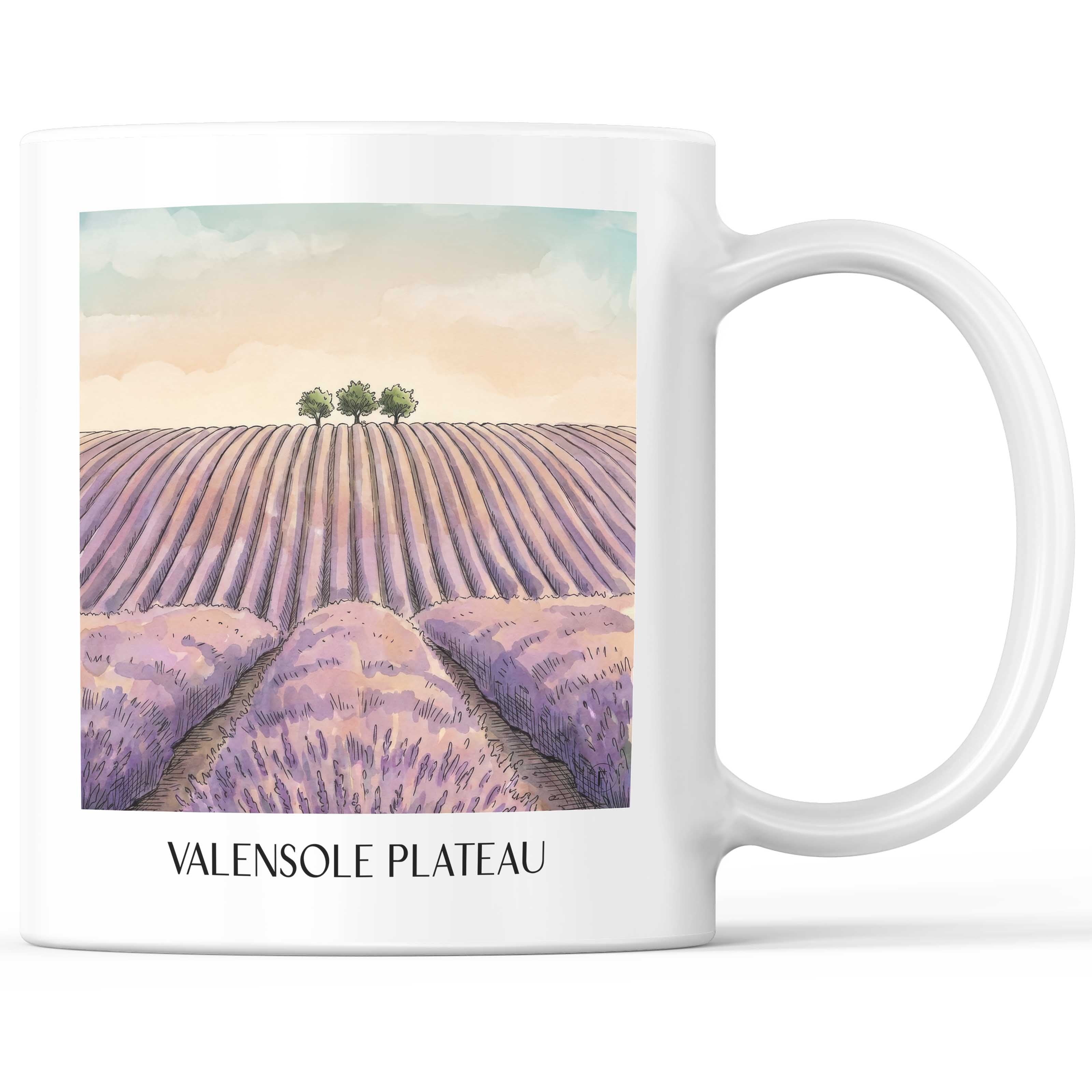 Plateau de Valensole Kaffeebecher - Provence - Frankreich Becher - Kaffeetasse im Aquarell Stil
