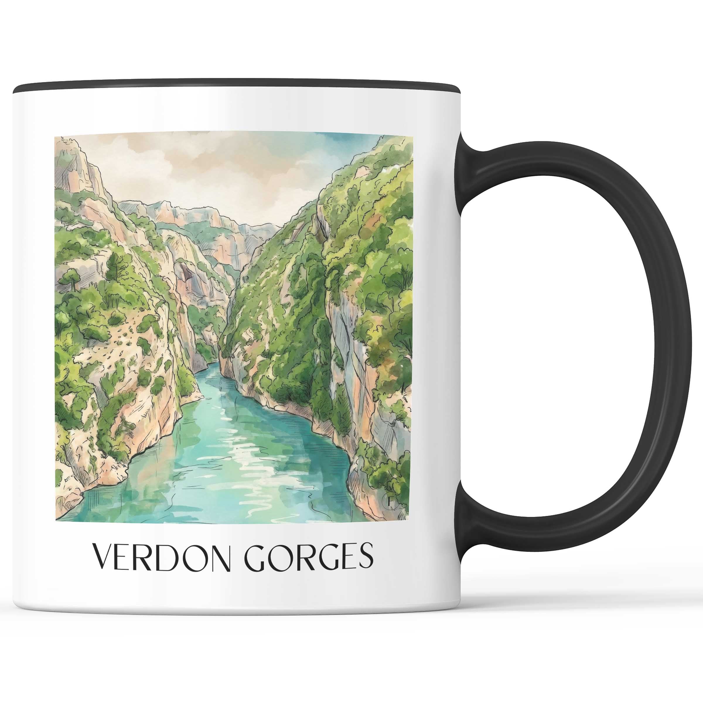 Gorges du Verdon Kaffeebecher - Provence - Frankreich Becher - Kaffeetasse im Aquarell Stil