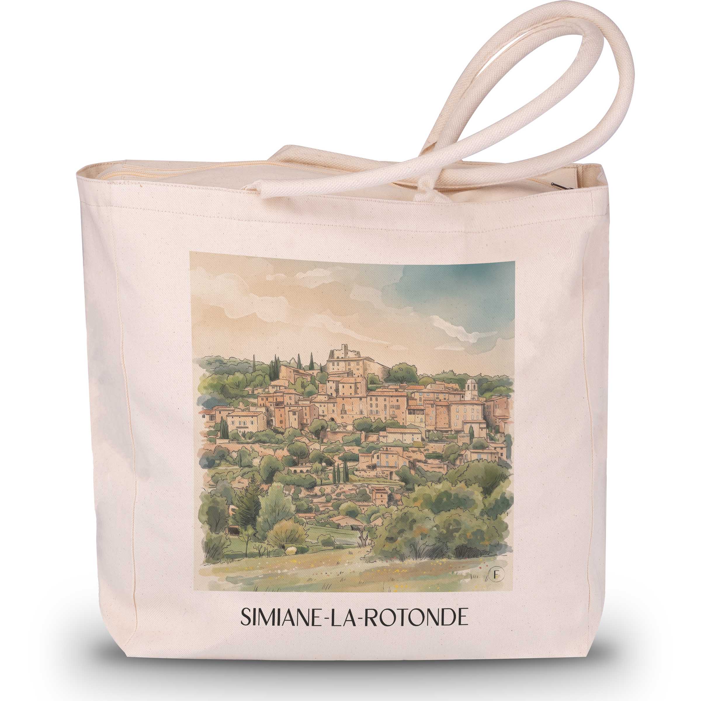 simiane-la-rotonde-provence-frankreich-einkaufstasche-aquarell