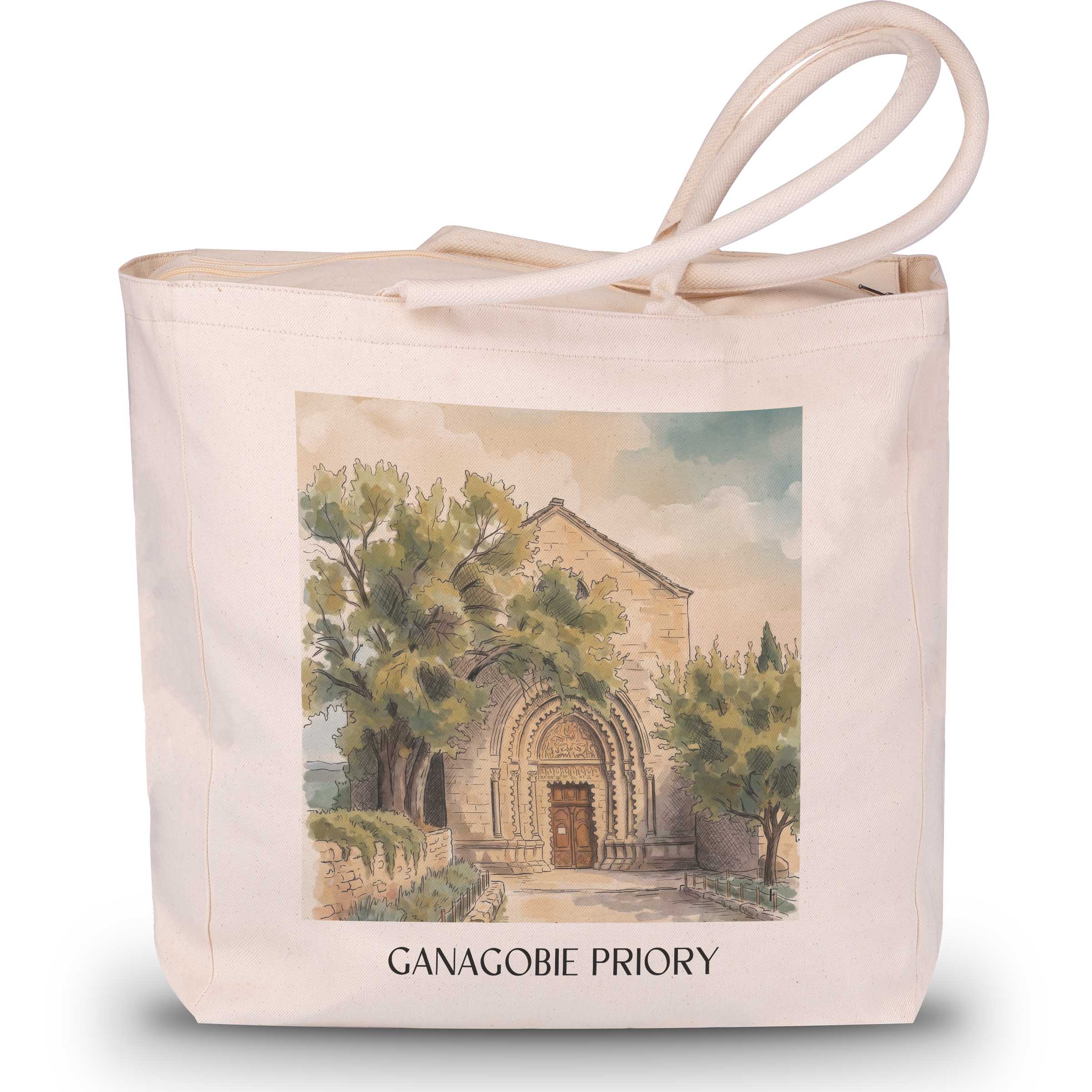 Prieuré de Ganagobie Shopping Tasche - Provence - Frankreich Tote Bag - Einkaufstasche im Aquarell Stil