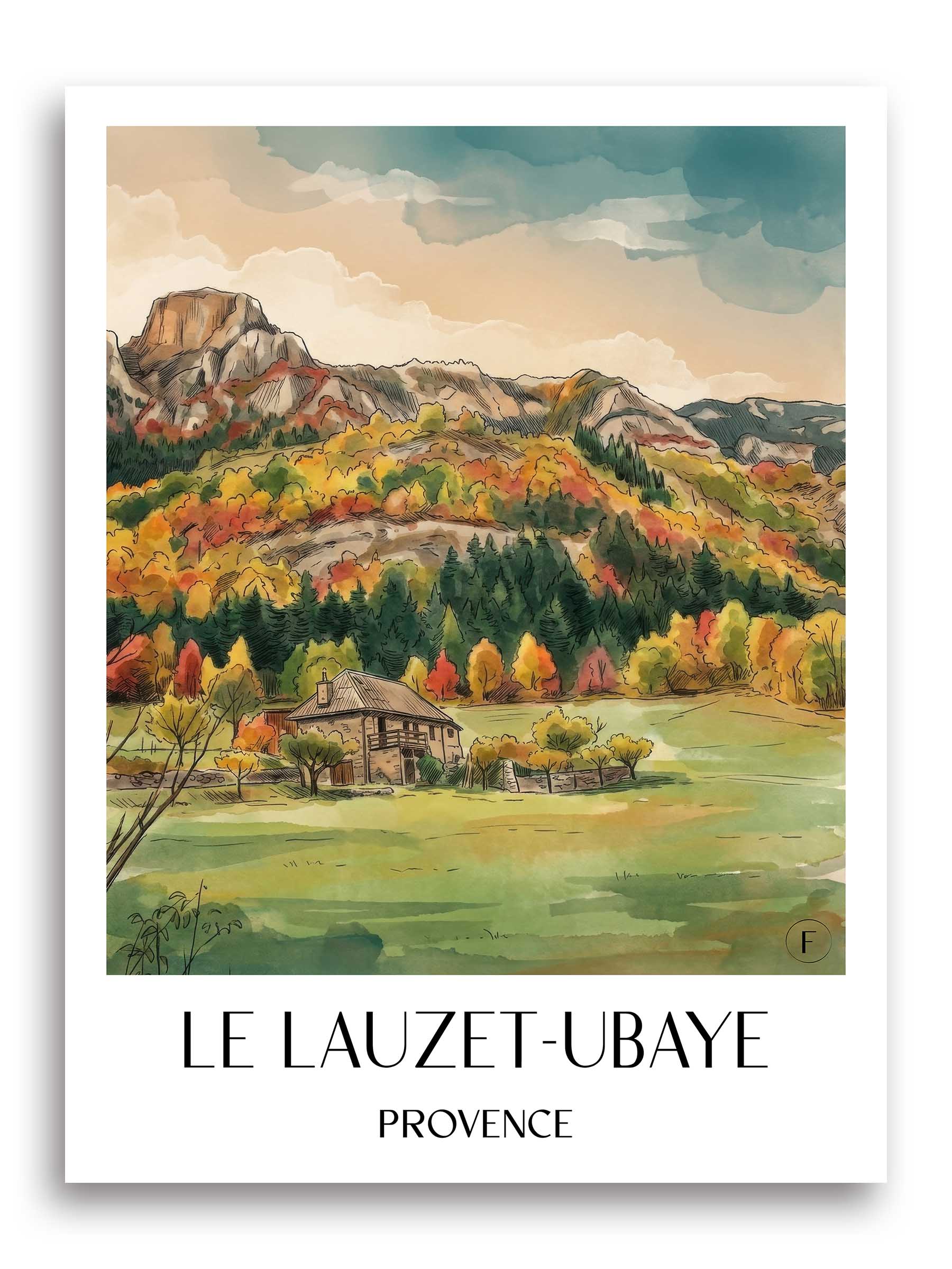 Le Lauzet-Ubaye Poster - Provence - Frankreich Kunstdruck - Aquarell von A4 bis A1