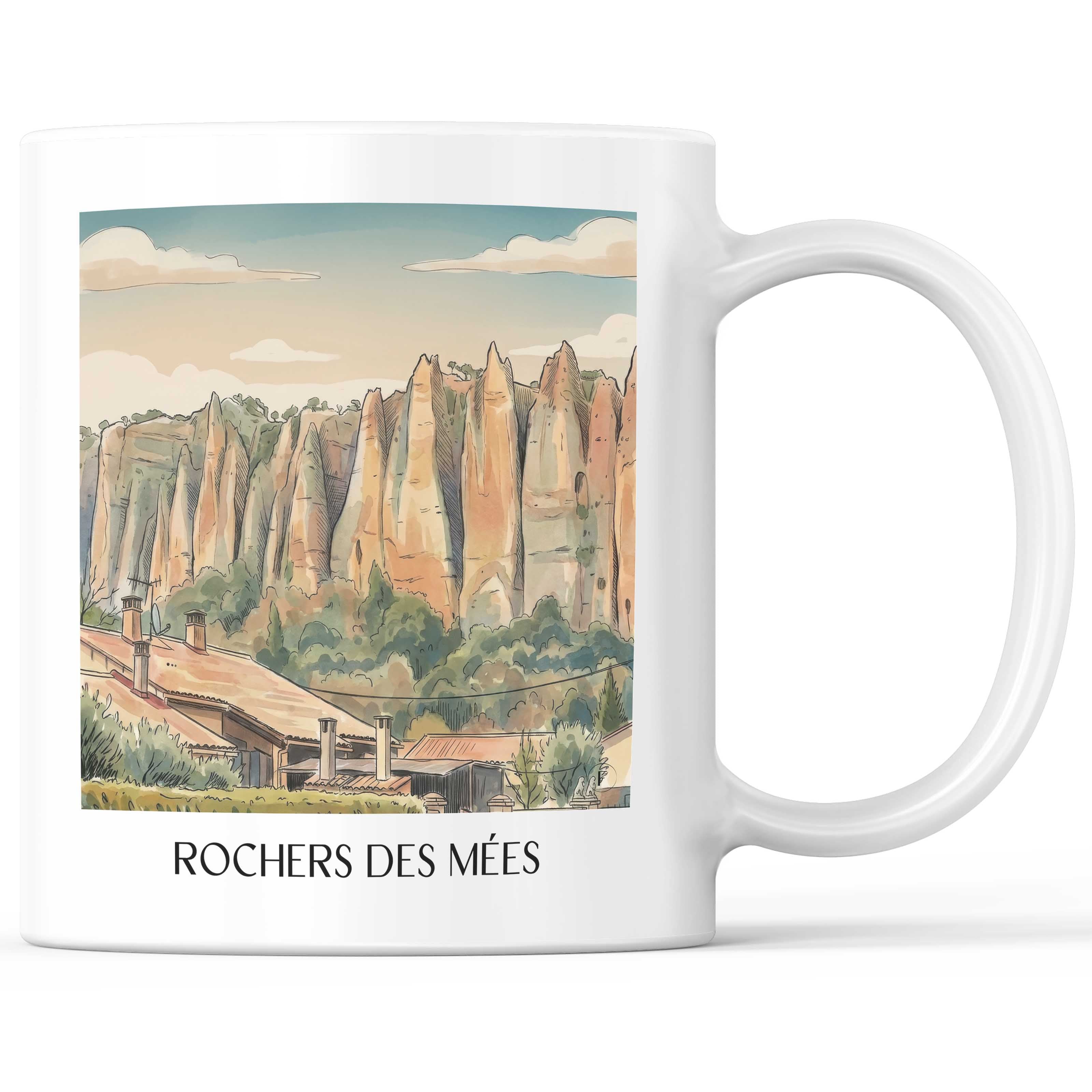 Rochers des Mées Kaffeebecher - Provence - Frankreich Becher - Kaffeetasse im Aquarell Stil