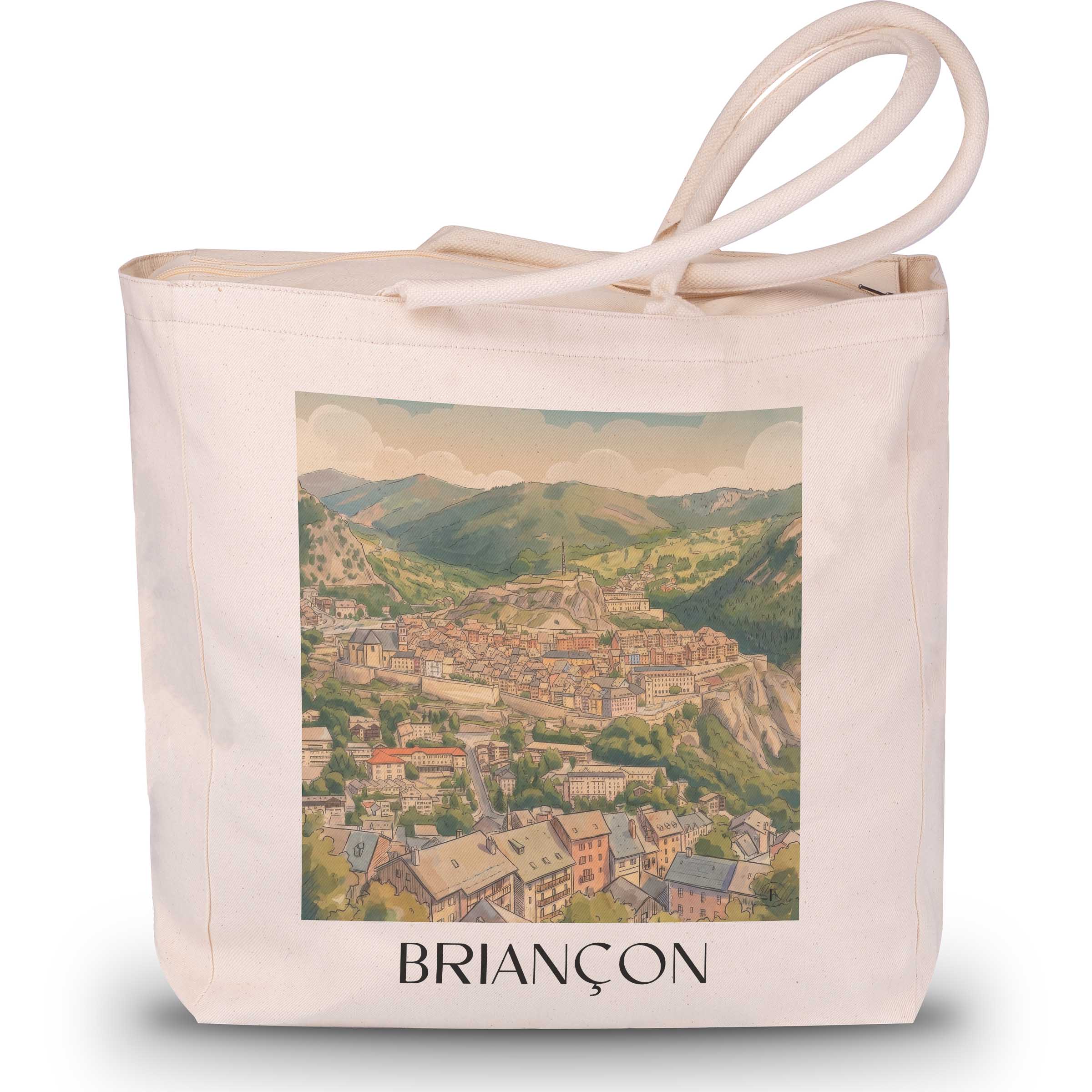 Briançon Shopping Tasche - Provence - Frankreich Tote Bag - Einkaufstasche im Aquarell Stil
