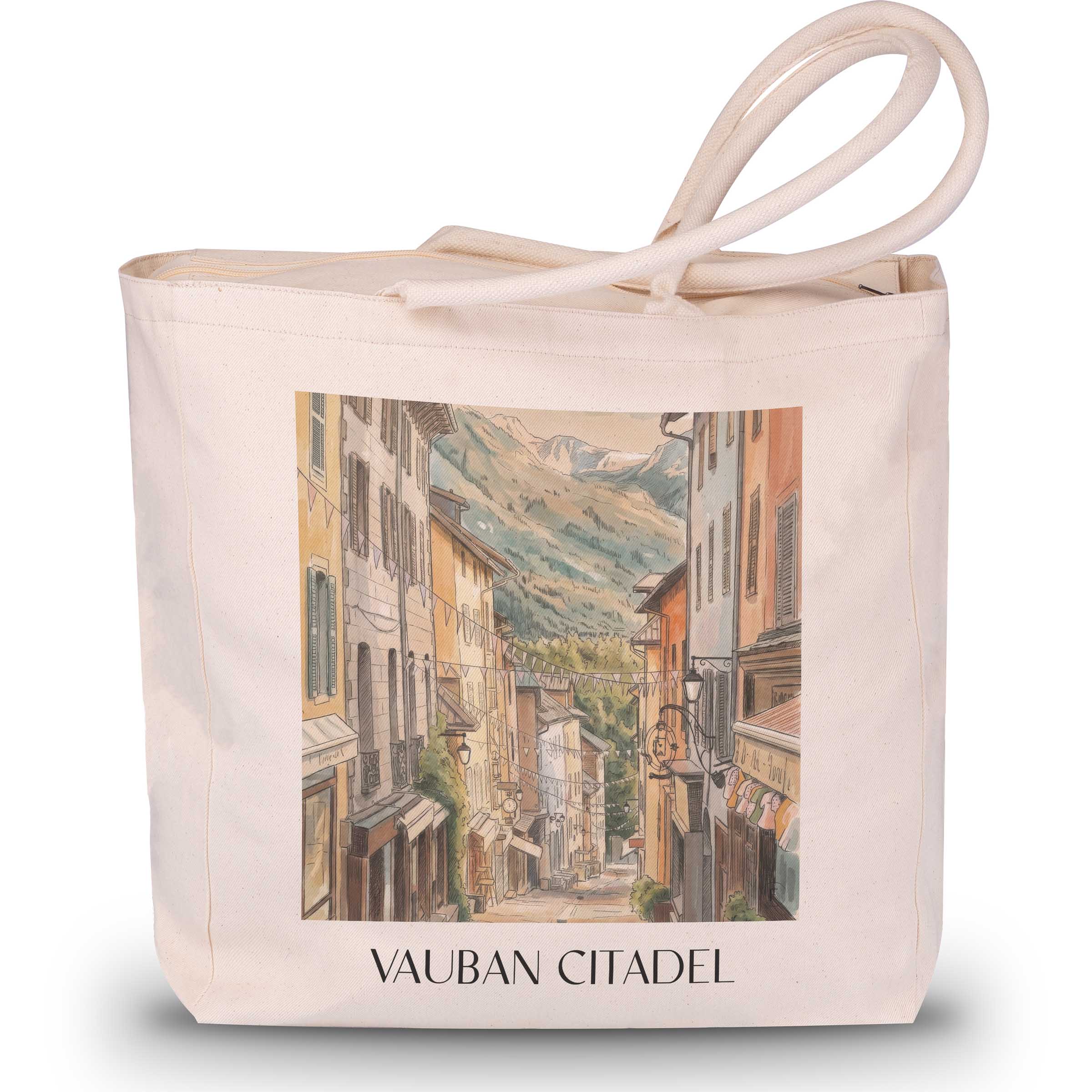 Cité Vauban Shopping Tasche - Briançon - Frankreich Tote Bag - Einkaufstasche im Aquarell Stil