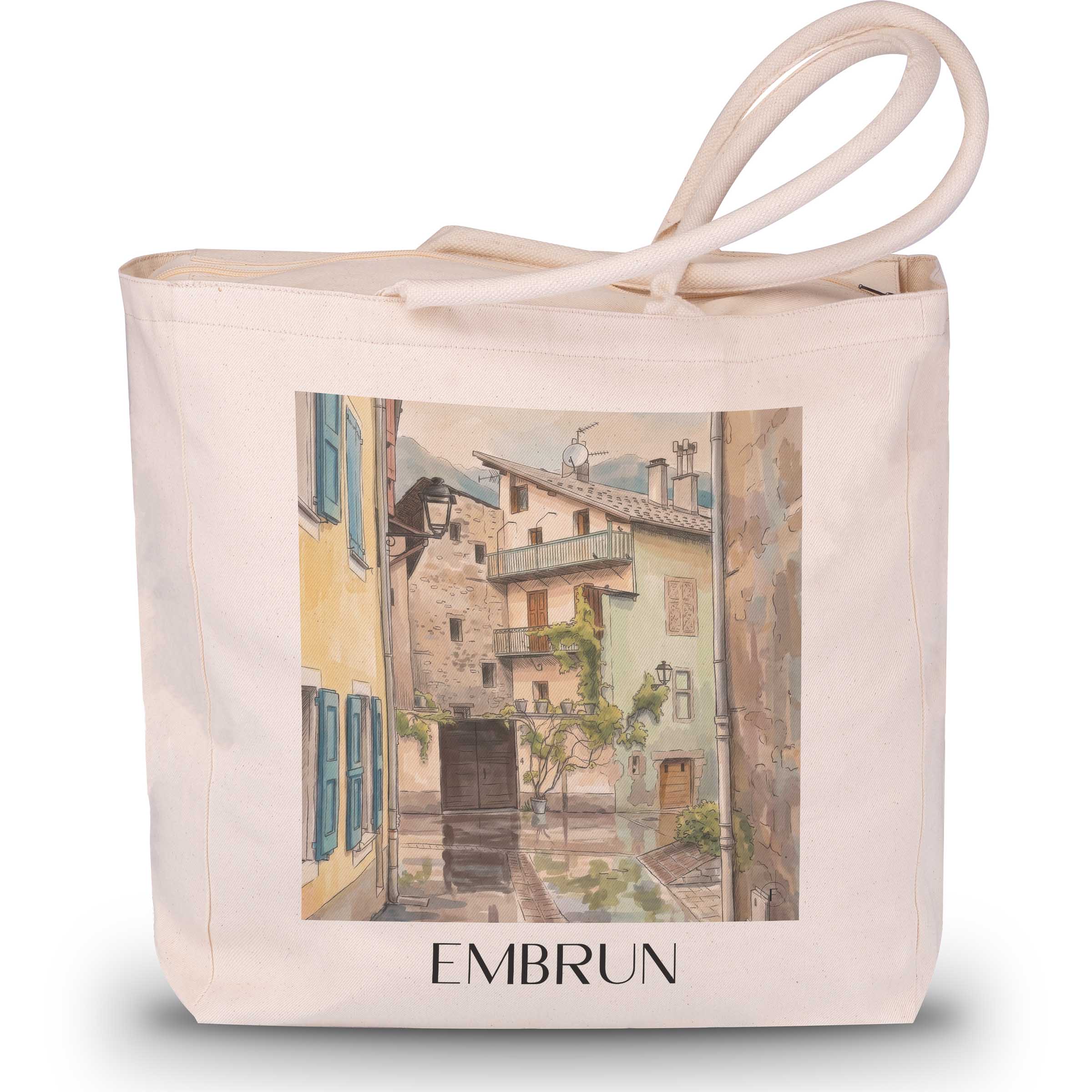 Embrun Shopping Tasche - Serre-Ponçon - Frankreich Tote Bag - Einkaufstasche im Aquarell Stil