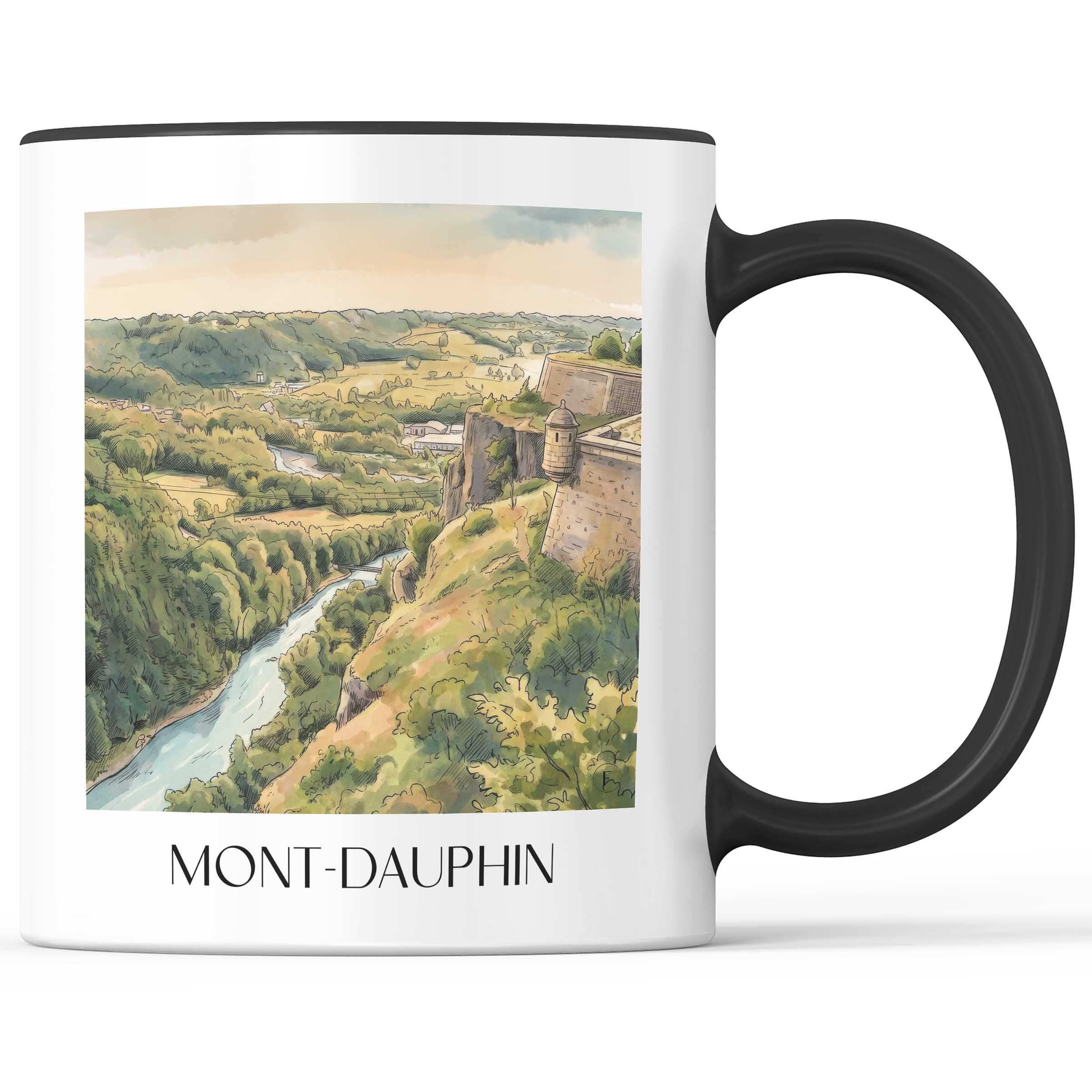 Mont-Dauphin Kaffeebecher - Guillestre - Frankreich Becher - Kaffeetasse im Aquarell Stil