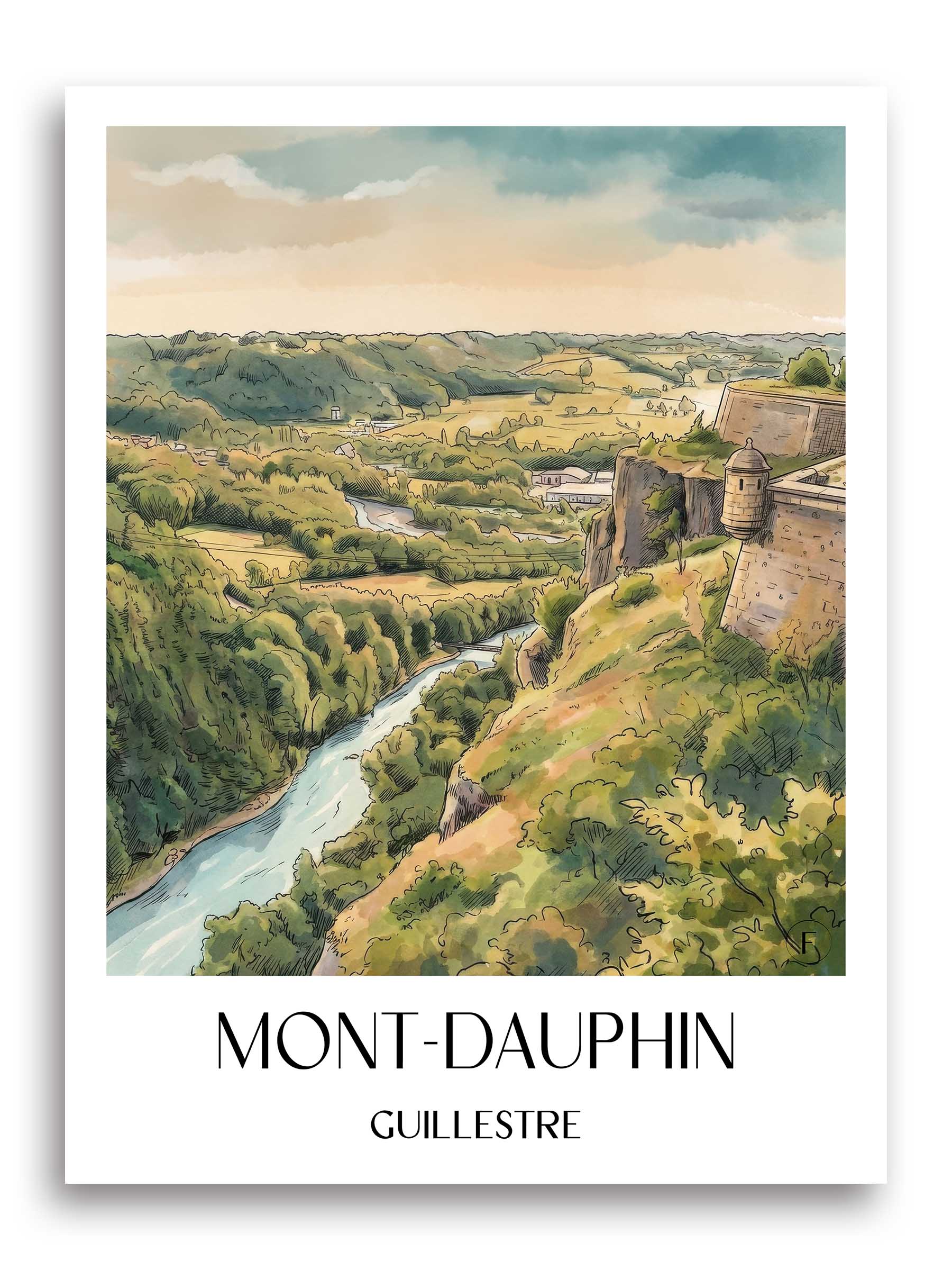 Mont-Dauphin Poster - Guillestre - Frankreich Kunstdruck - Aquarell von A4 bis A1
