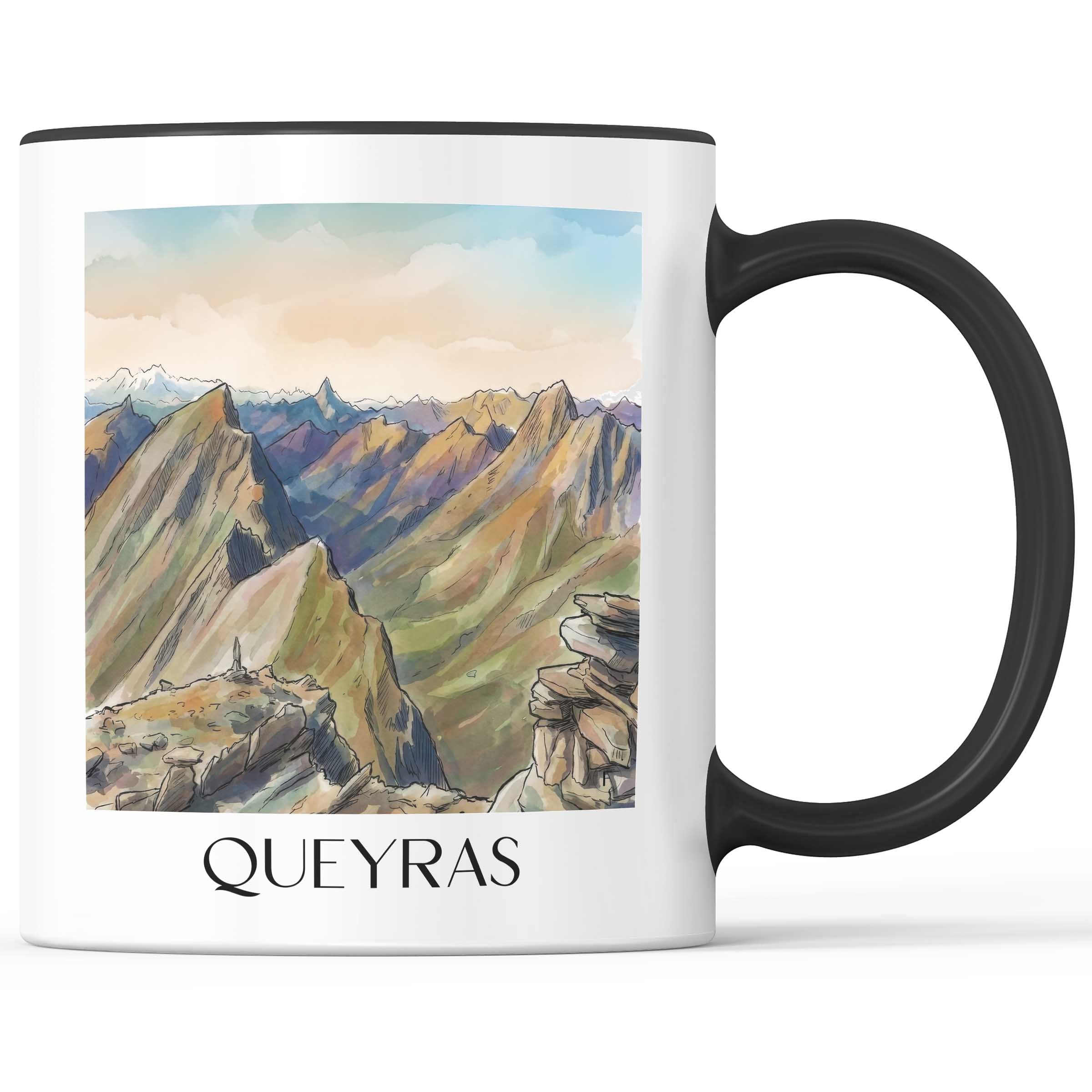 Queyras Kaffeebecher - Hautes-Alpes - Frankreich Becher - Kaffeetasse im Aquarell Stil