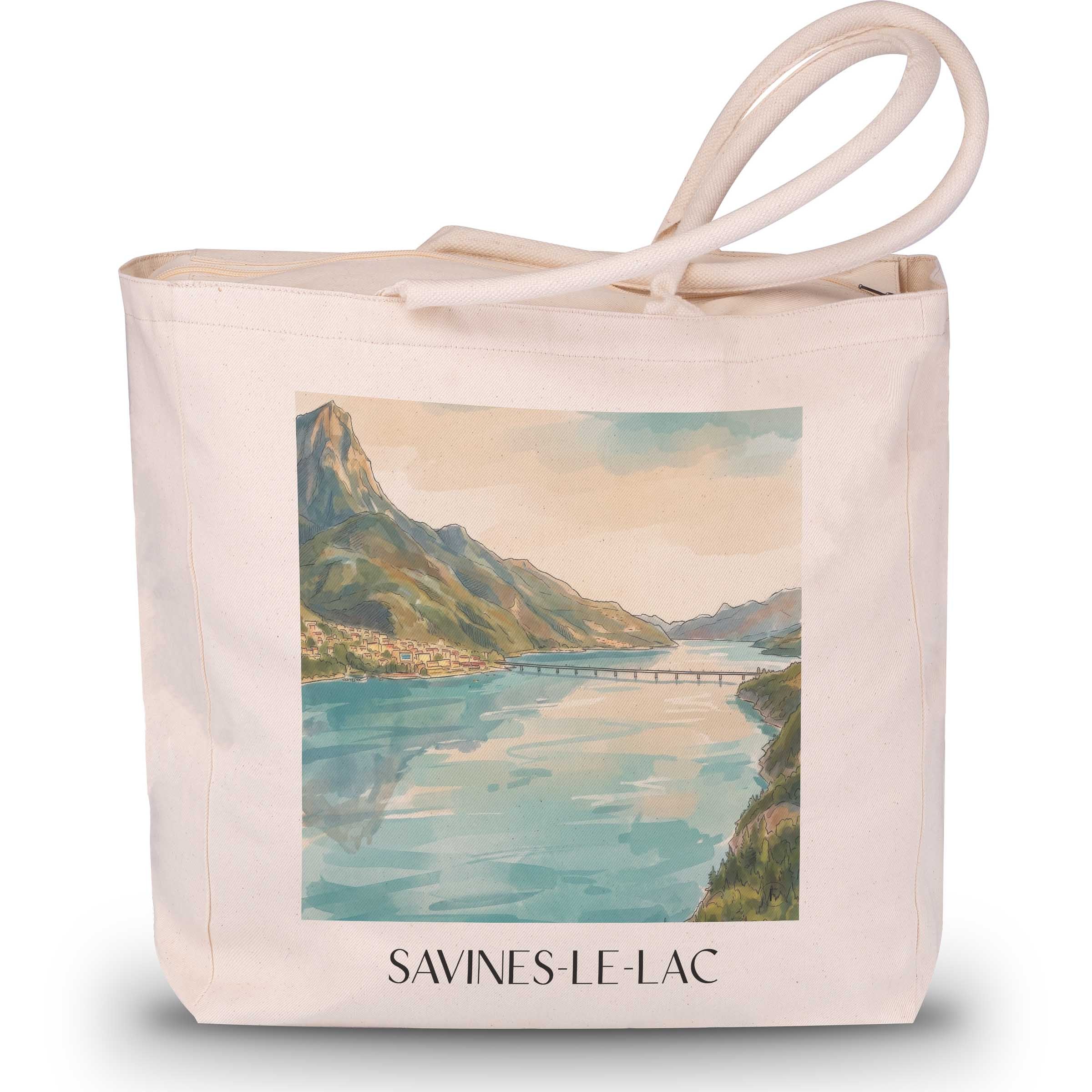 Savines-le-Lac Shopping Tasche - Provence - Frankreich Tote Bag - Einkaufstasche im Aquarell Stil