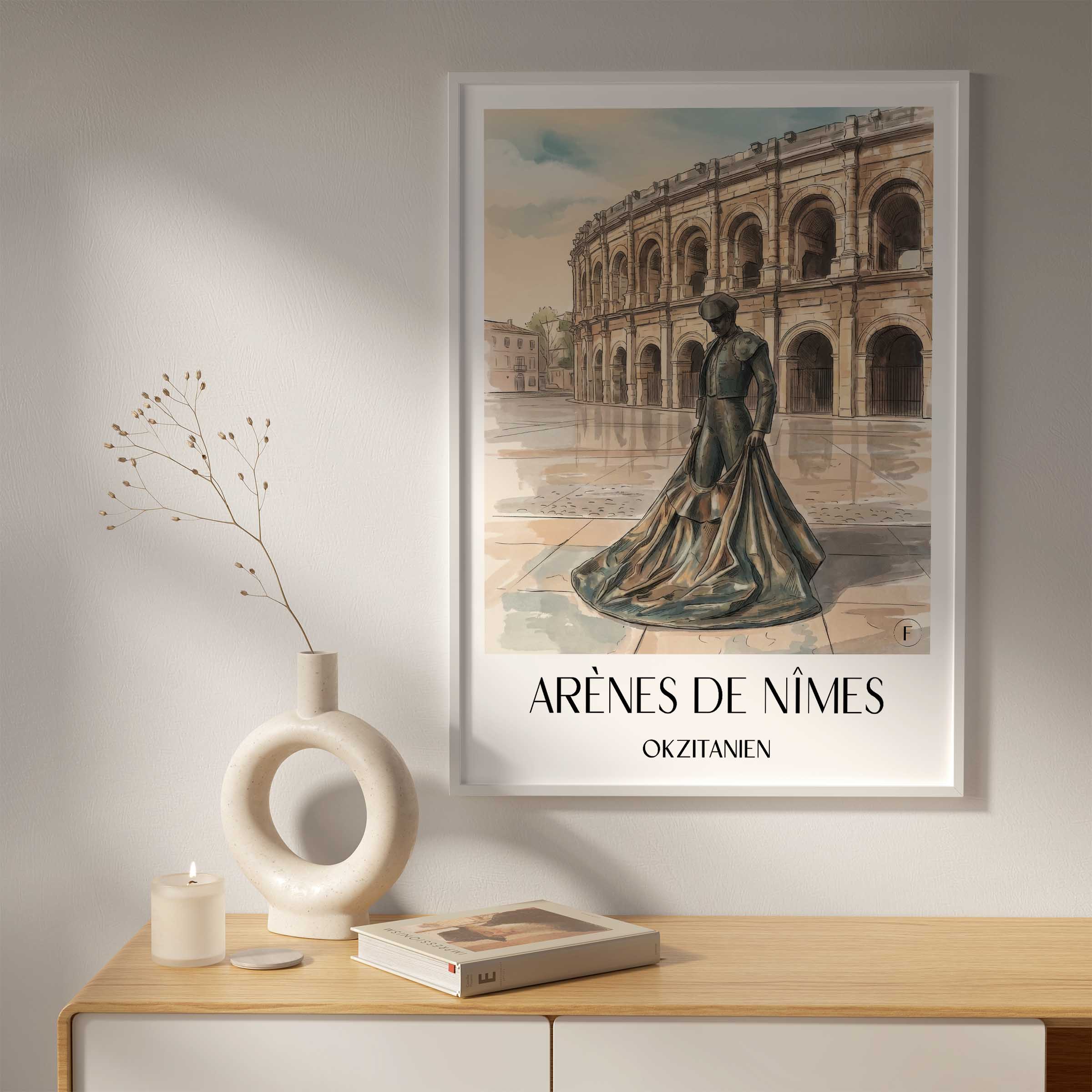arènes-de-nîmes-okzitanien--frankreich-poster-aquarell