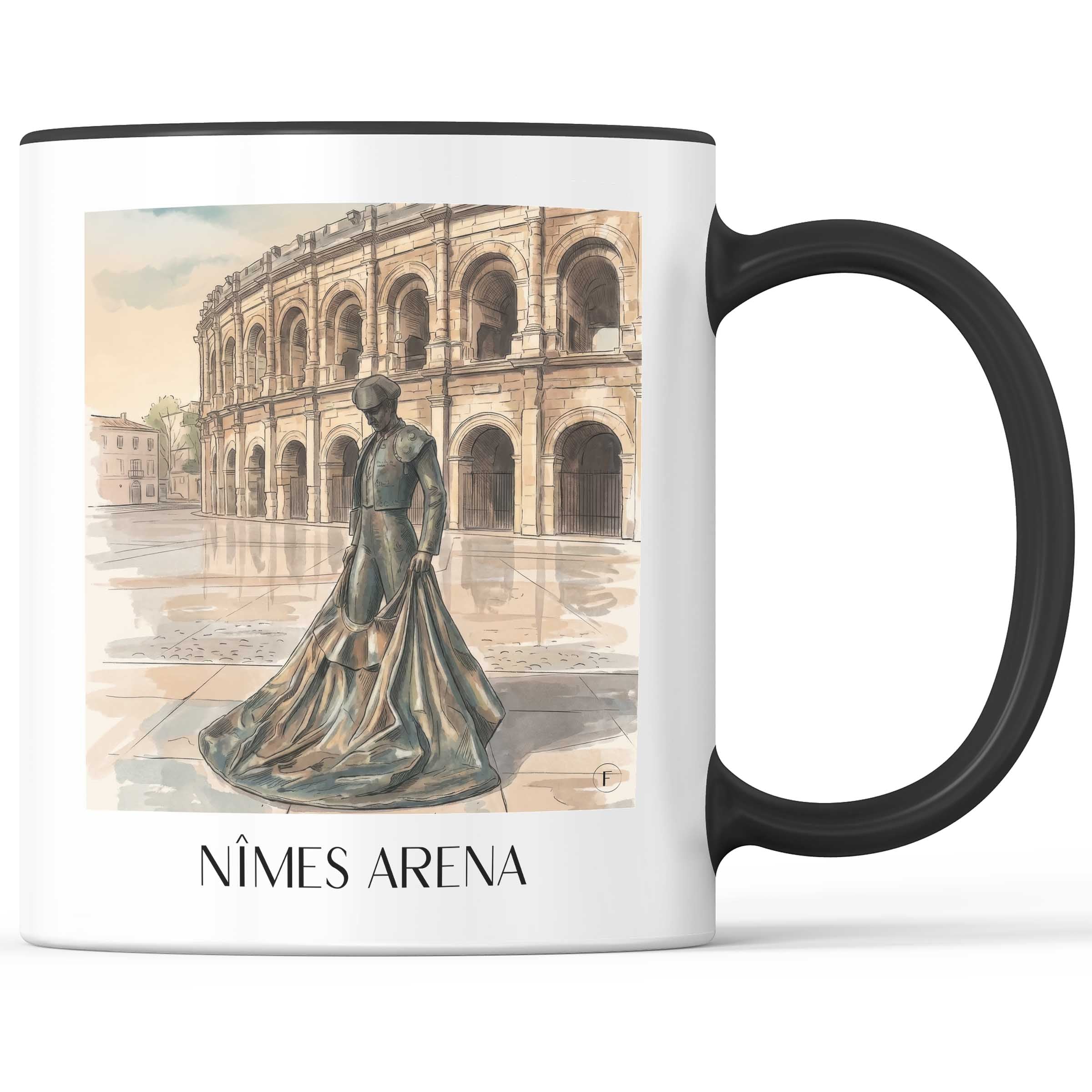 Arènes de Nîmes Kaffeebecher - Okzitanien - Frankreich Becher - Kaffeetasse im Aquarell Stil