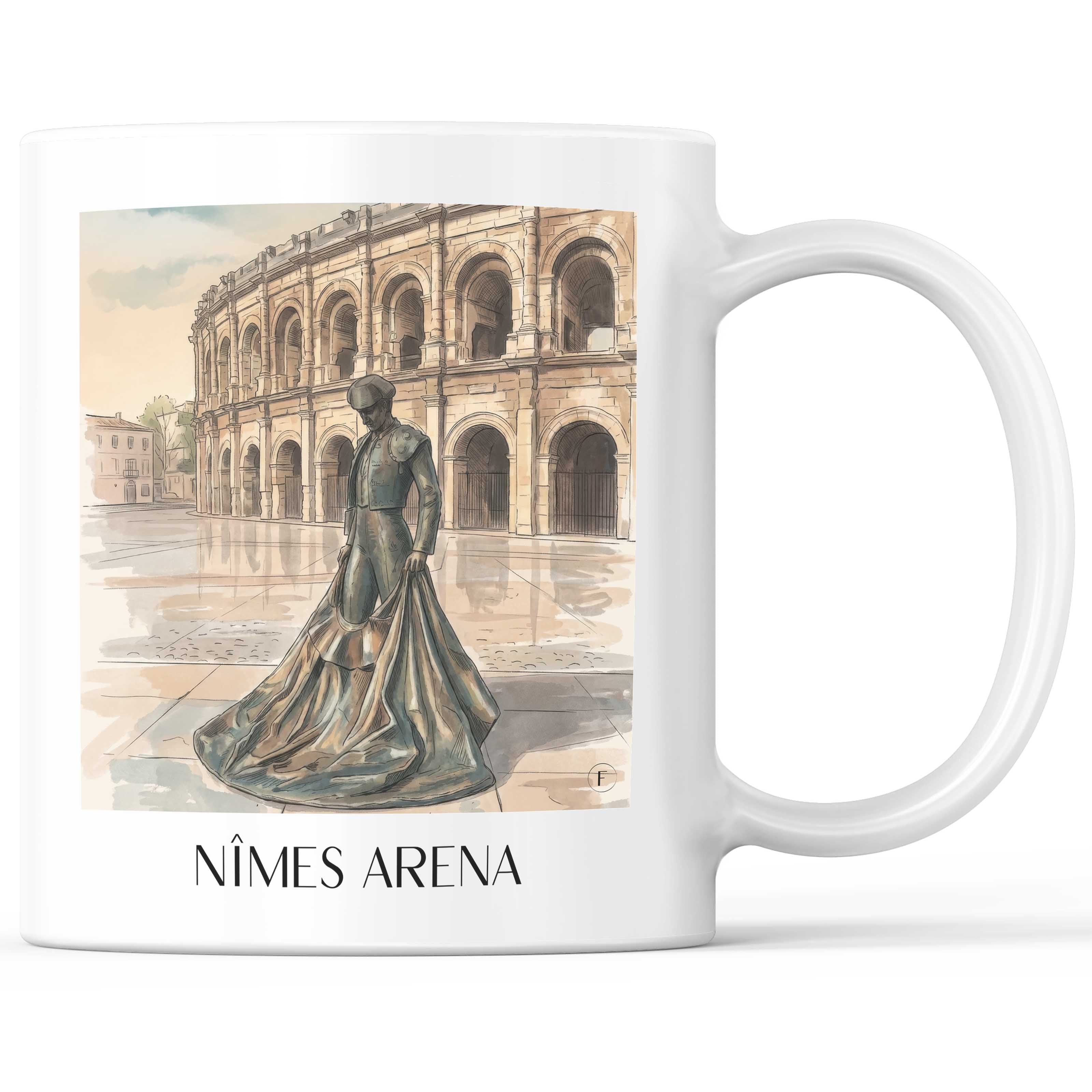 Arènes de Nîmes Kaffeebecher - Okzitanien - Frankreich Becher - Kaffeetasse im Aquarell Stil