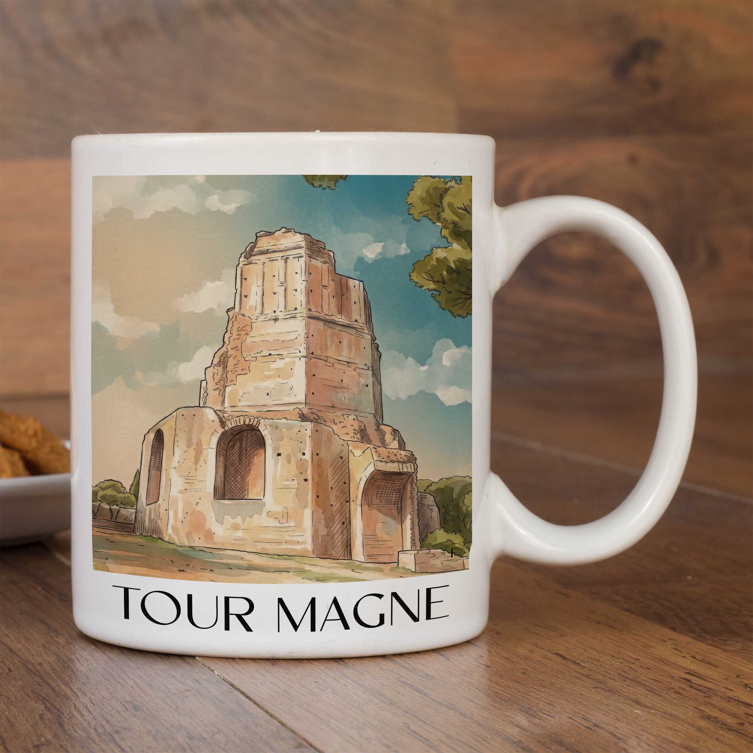 tour-magne-nîmes-frankreich-kaffeebecher-aquarell