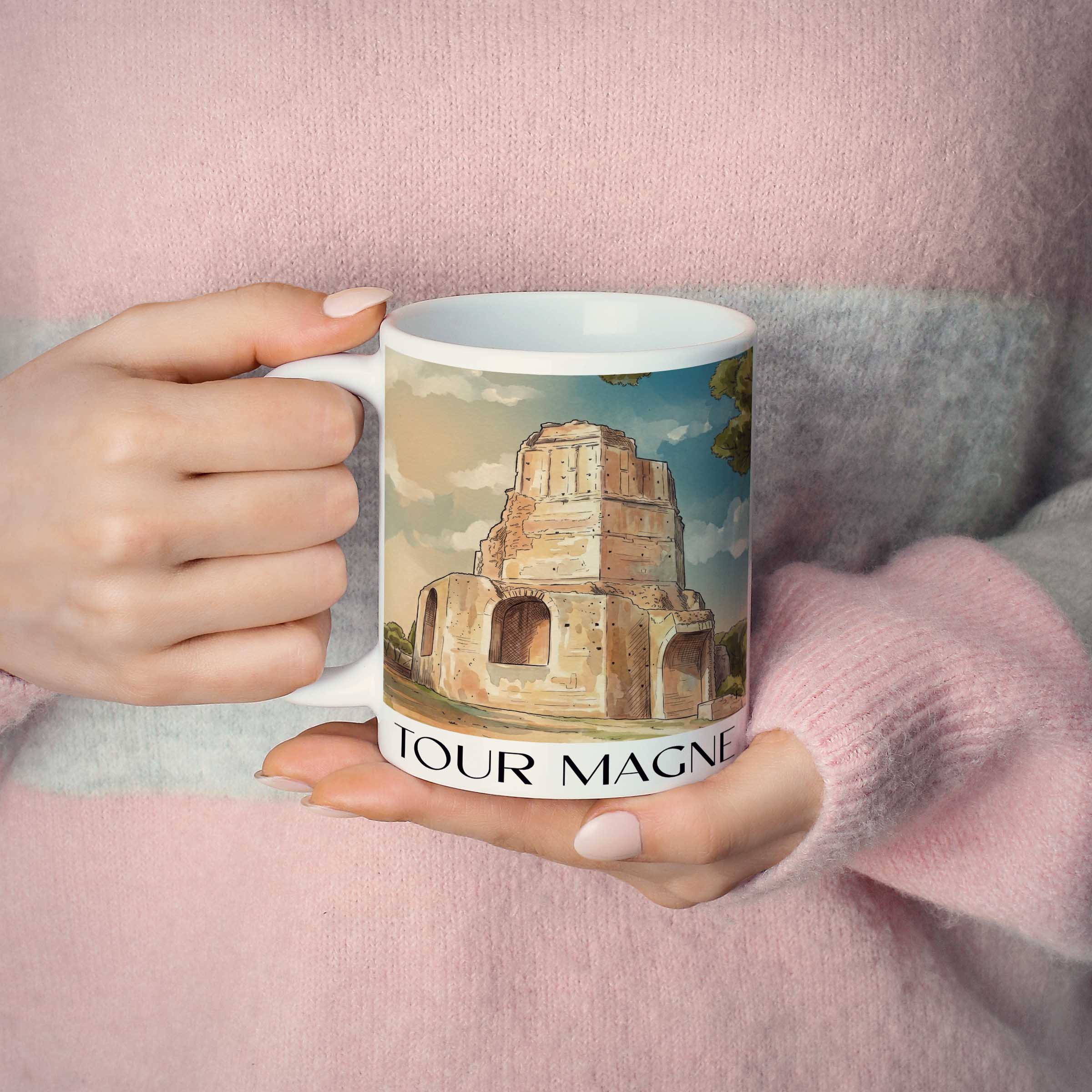 tour-magne-nîmes-frankreich-kaffeebecher-aquarell