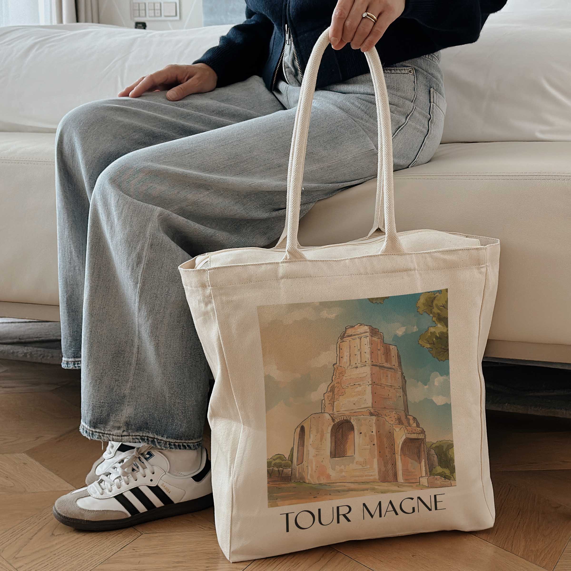 tour-magne-nîmes-frankreich-einkaufstasche-aquarell