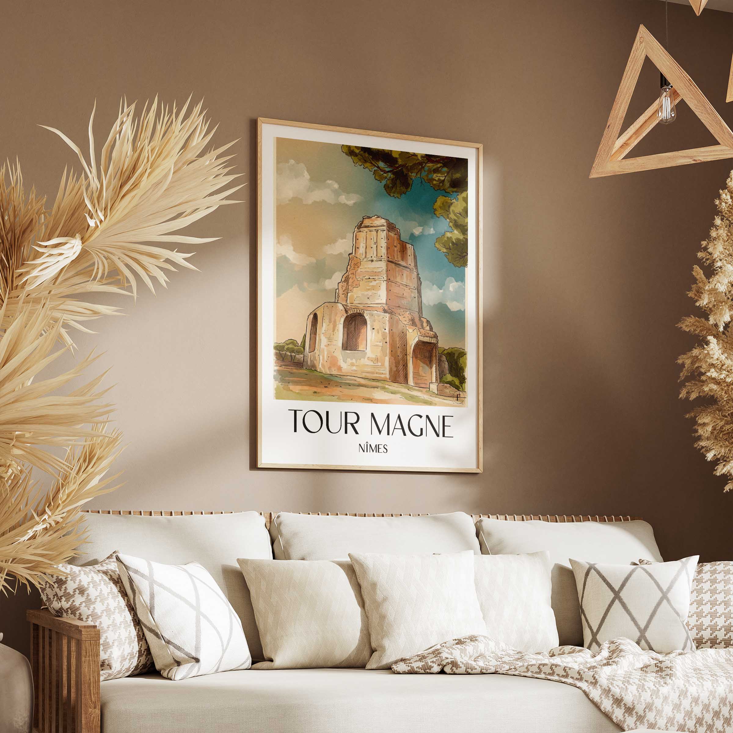 tour-magne-nîmes-frankreich-poster-aquarell